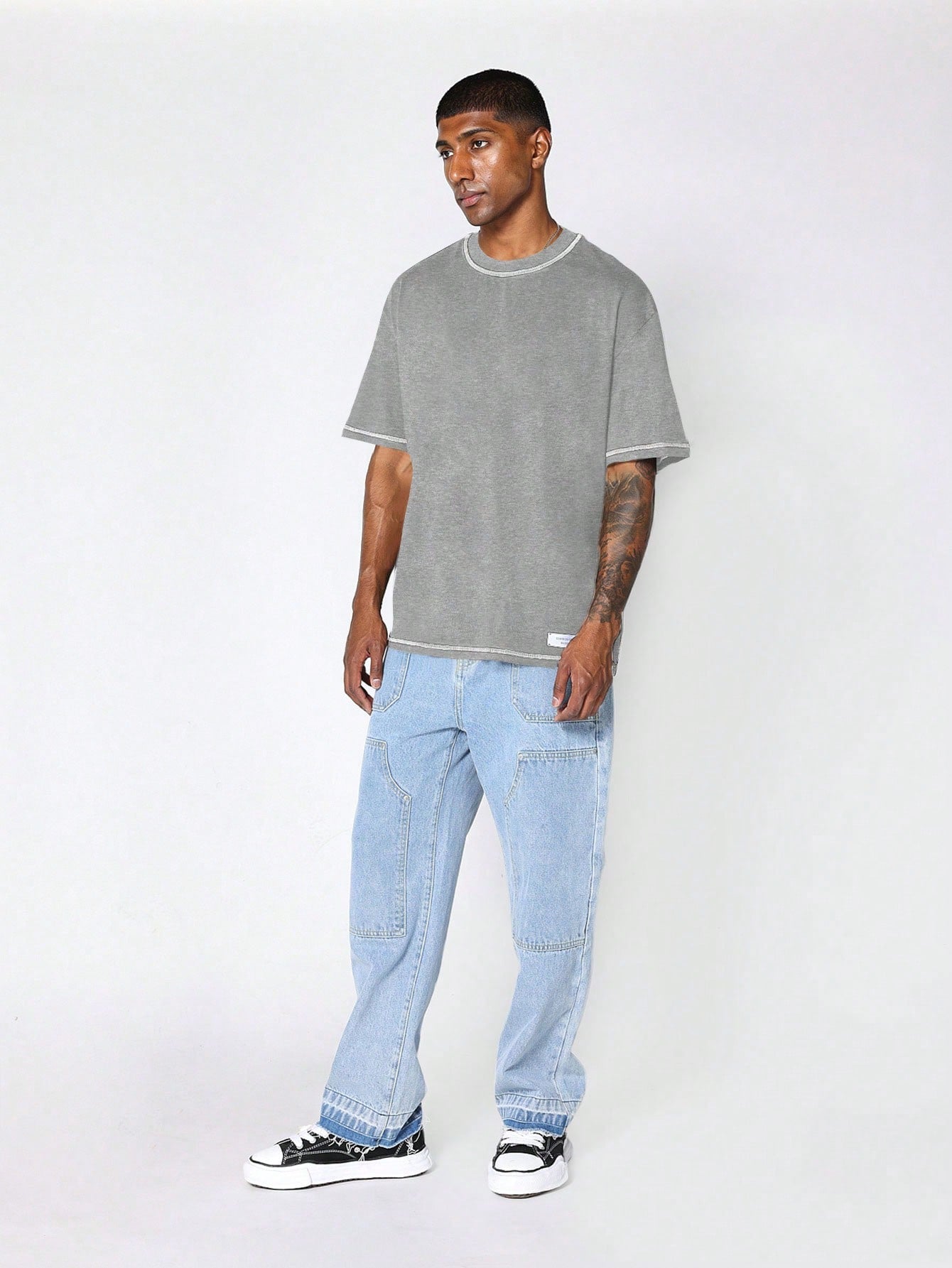 Regular Fit Short Sleeve Heavyweight Contrast Stitch Essential Tee