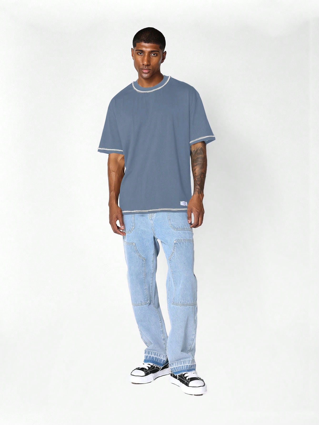 Regular Fit Short Sleeve Heavyweight Contrast Stitch Essential Tee