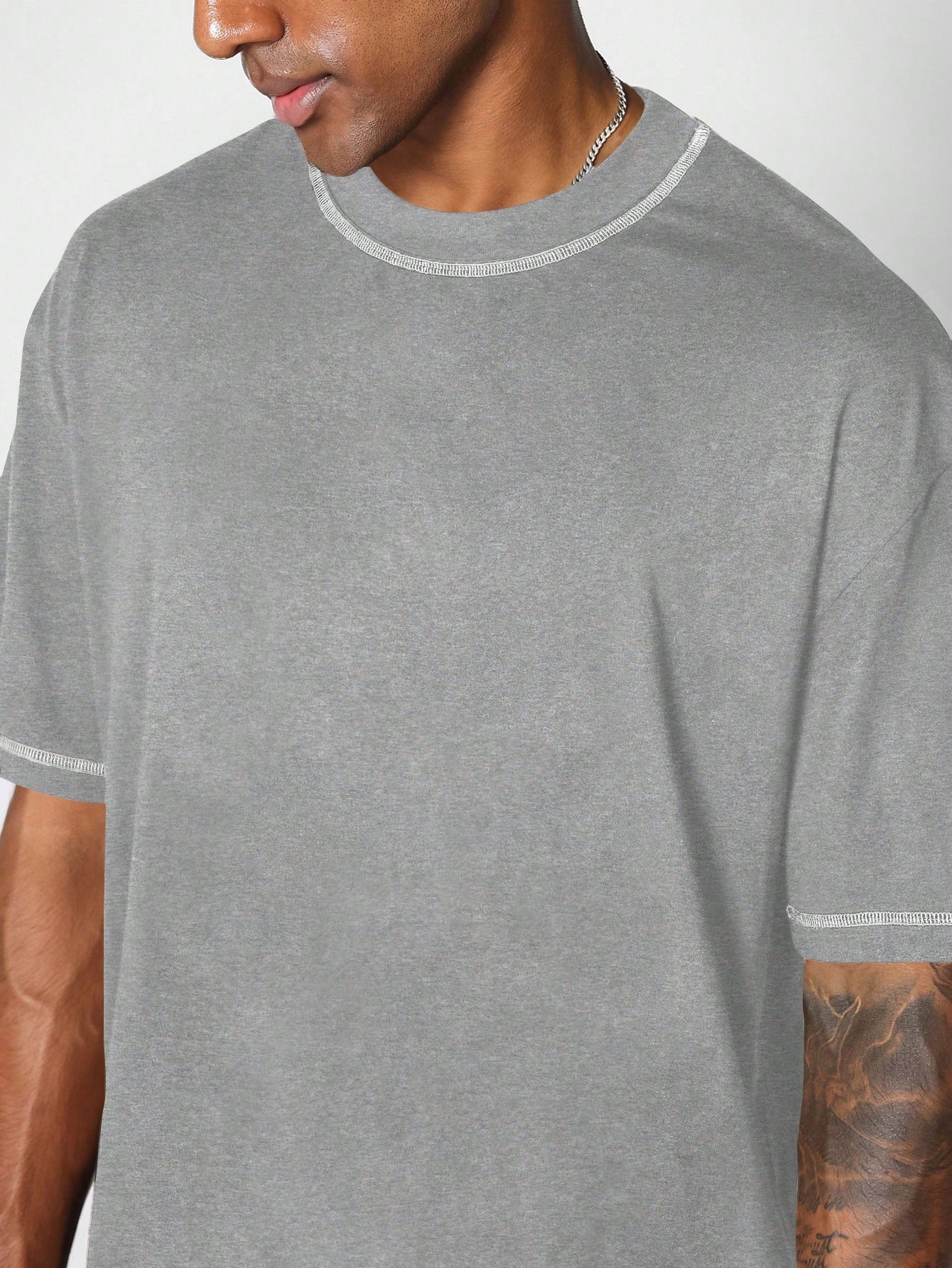 Regular Fit Short Sleeve Heavyweight Contrast Stitch Essential Tee