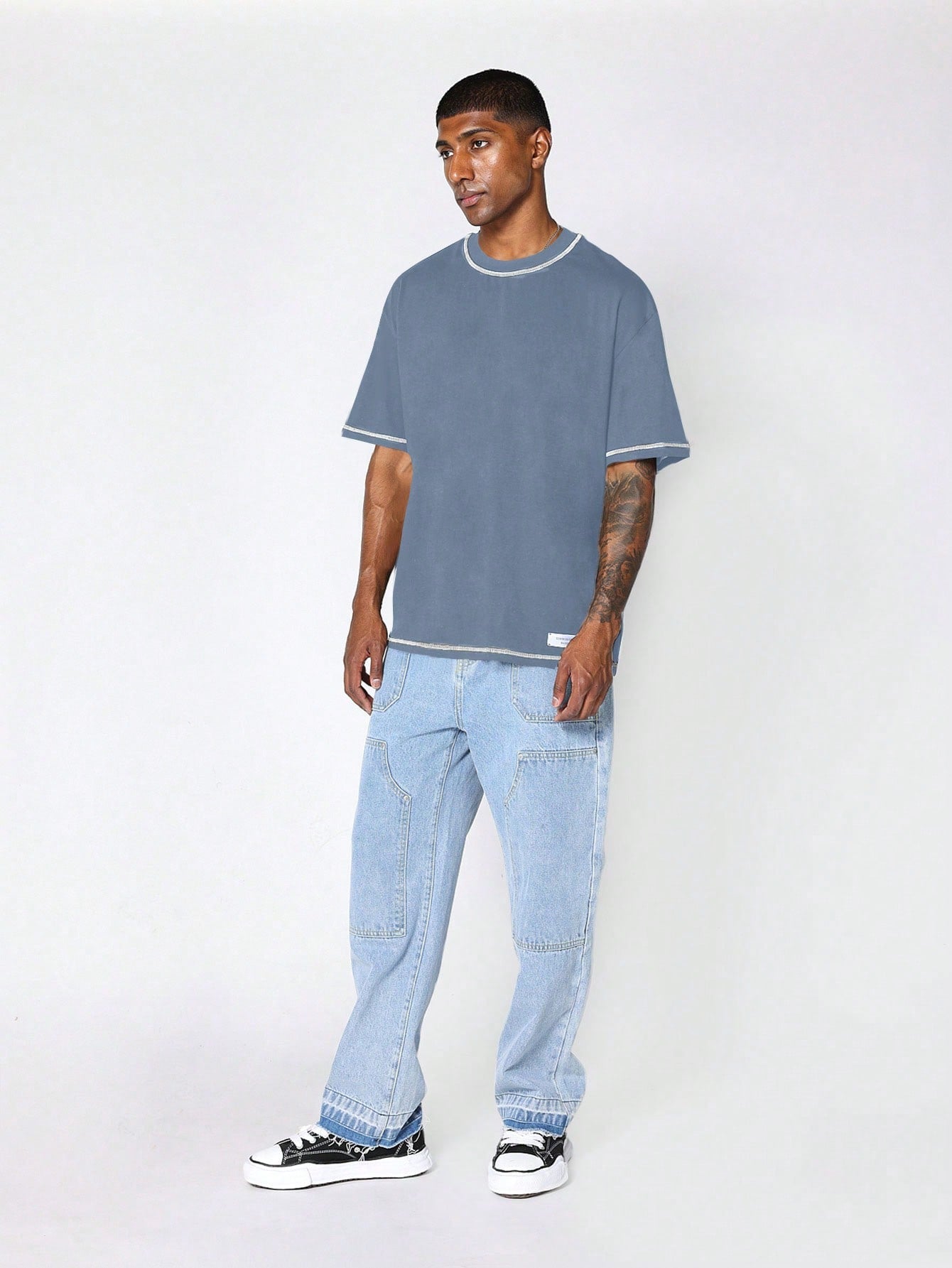 Regular Fit Short Sleeve Heavyweight Contrast Stitch Essential Tee