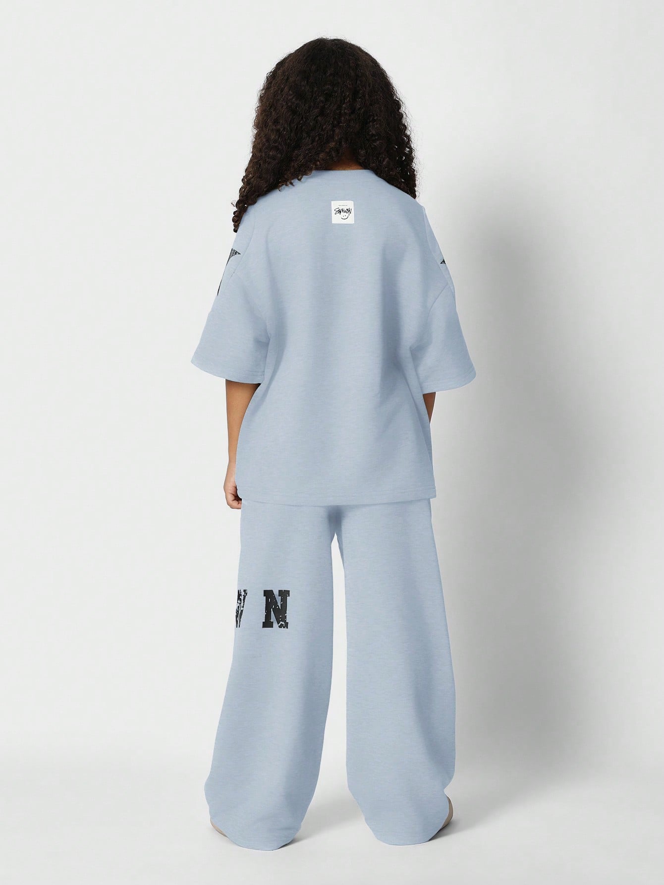 Tween Girls Oversized Fit Tee With Flared Jogger 2 Piece Set