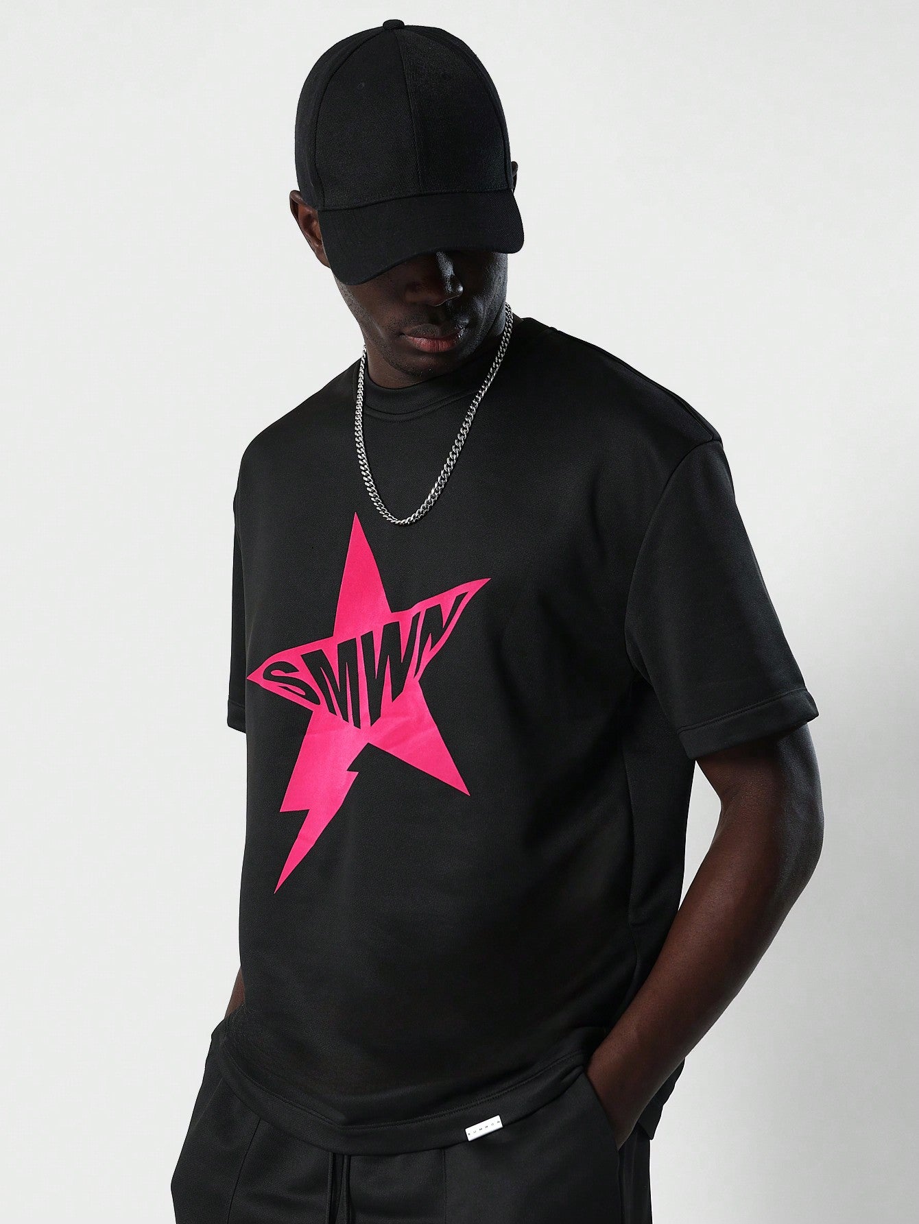 Loopback Tee With Letter & Star Graphic Print And Short 2 Piece Set