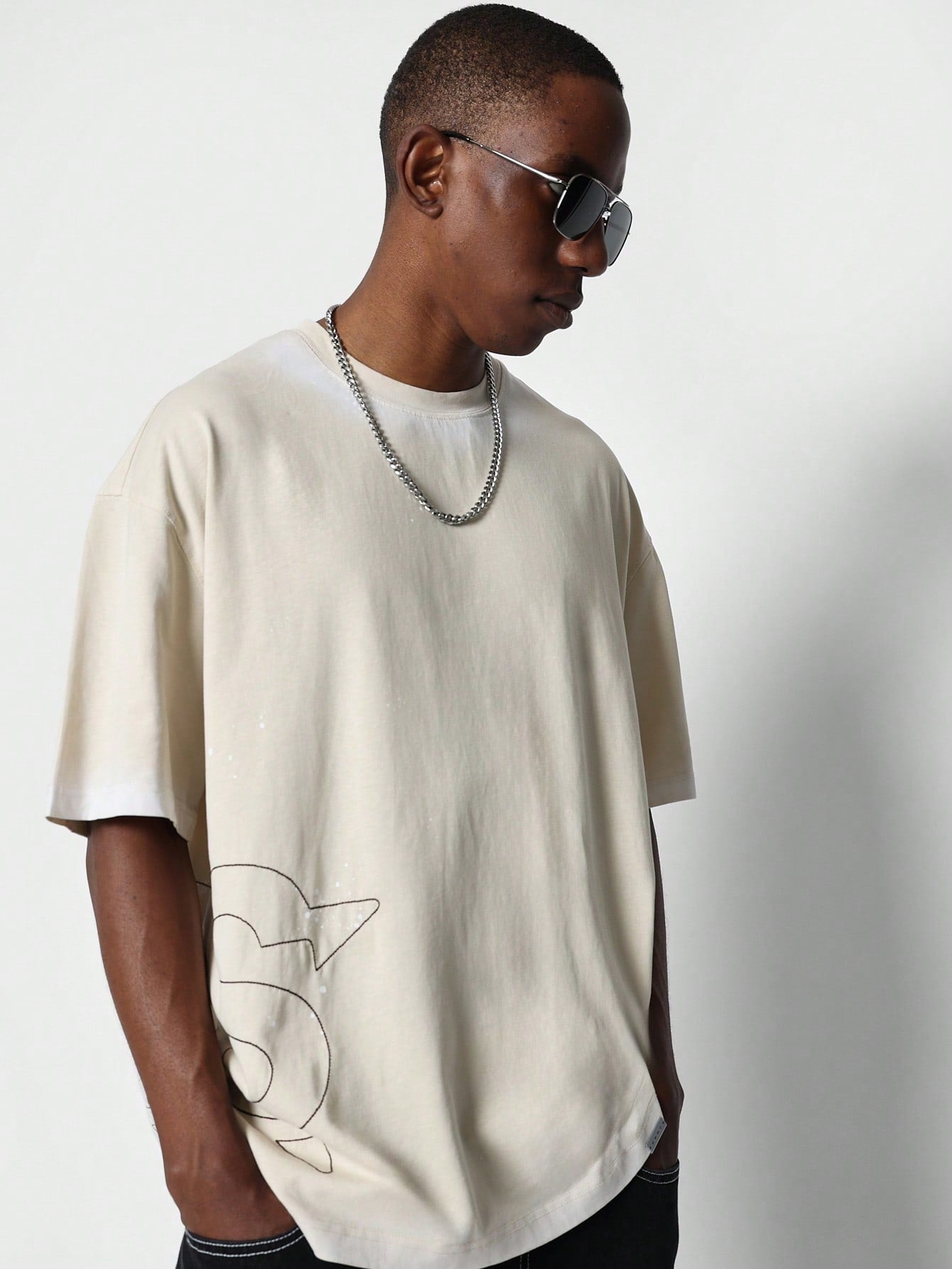 Regular Fit Washed Tee With Embroidery