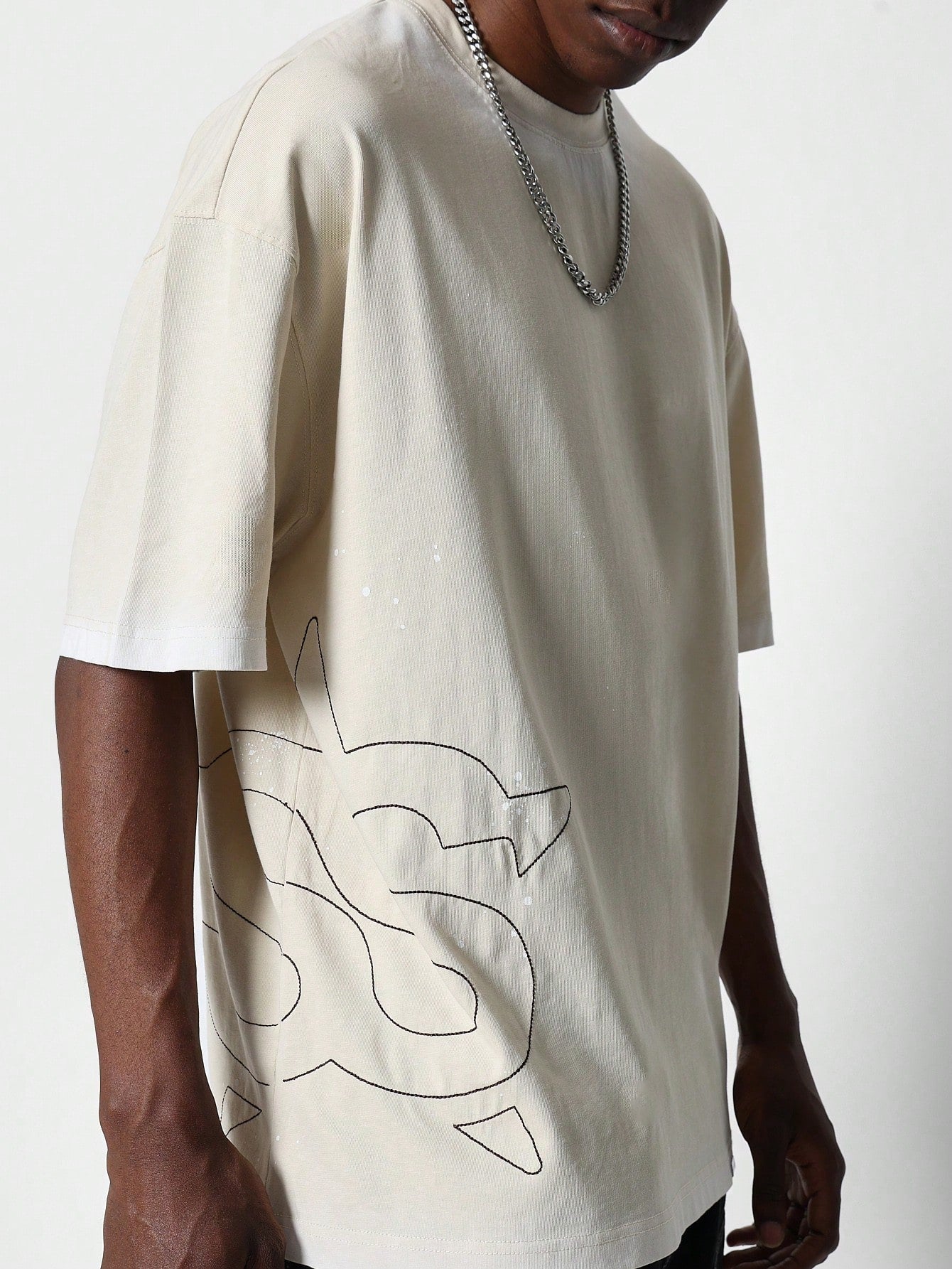 Regular Fit Washed Tee With Embroidery