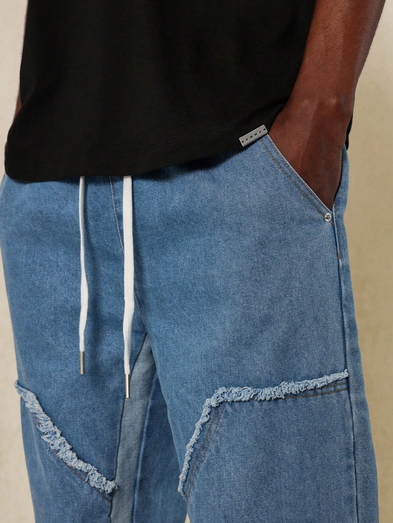 Pull On Flare Fit Raw Edge Jean