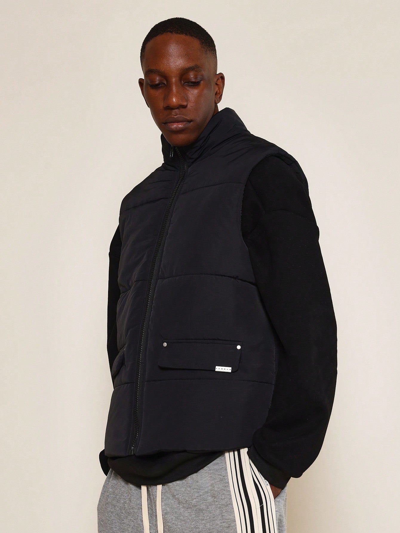 Mock Neck Puffer Zip Through Gilet