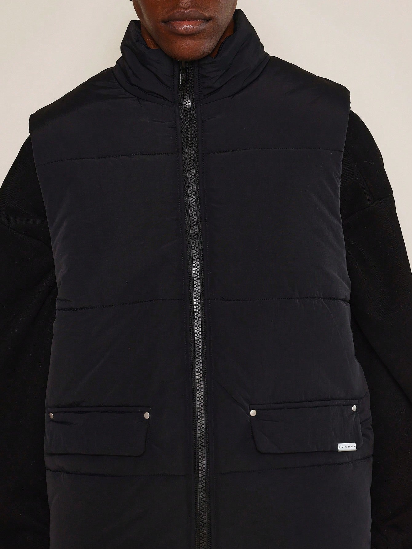 Mock Neck Puffer Zip Through Gilet