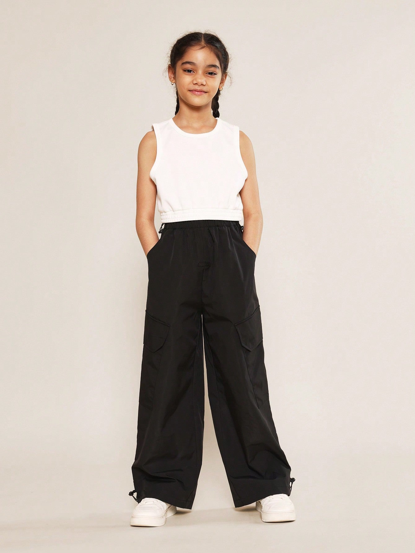 Tween Girls Loose Fit Nylon Cargo Pant