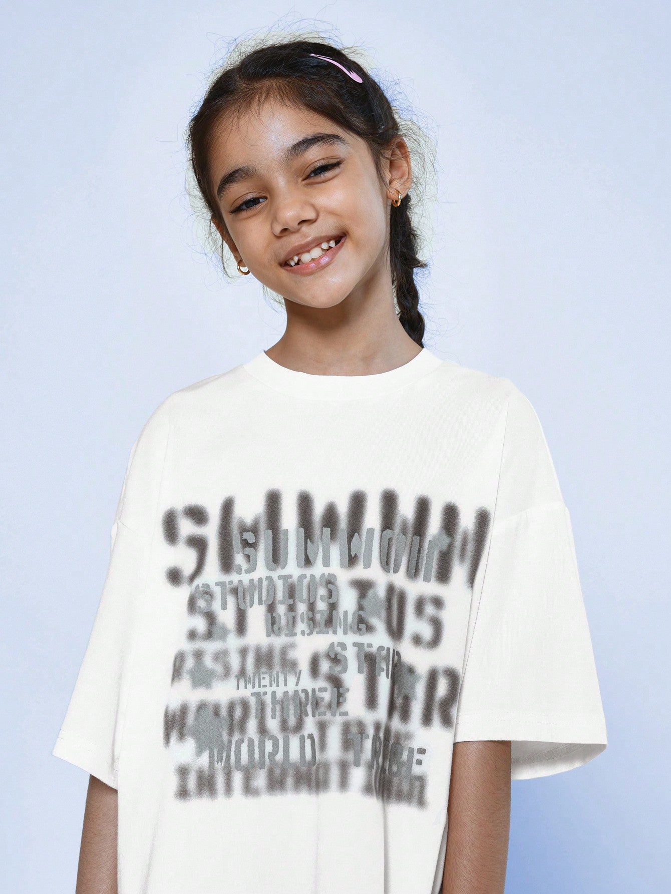 Kids Unisex Oversized Fit Tee With Front Graphic Print