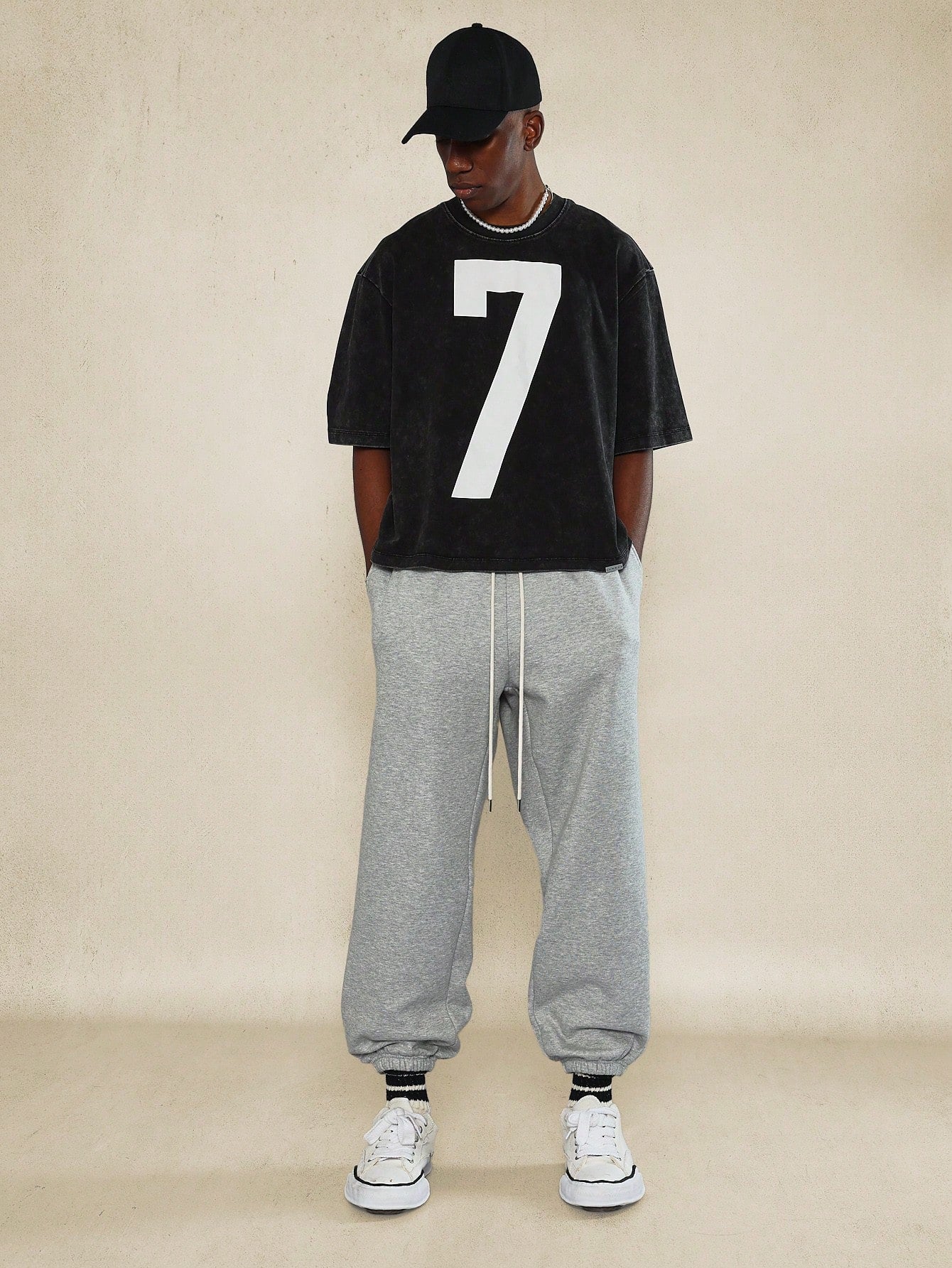 Crop Fit Tee With Front Number Graphic Print