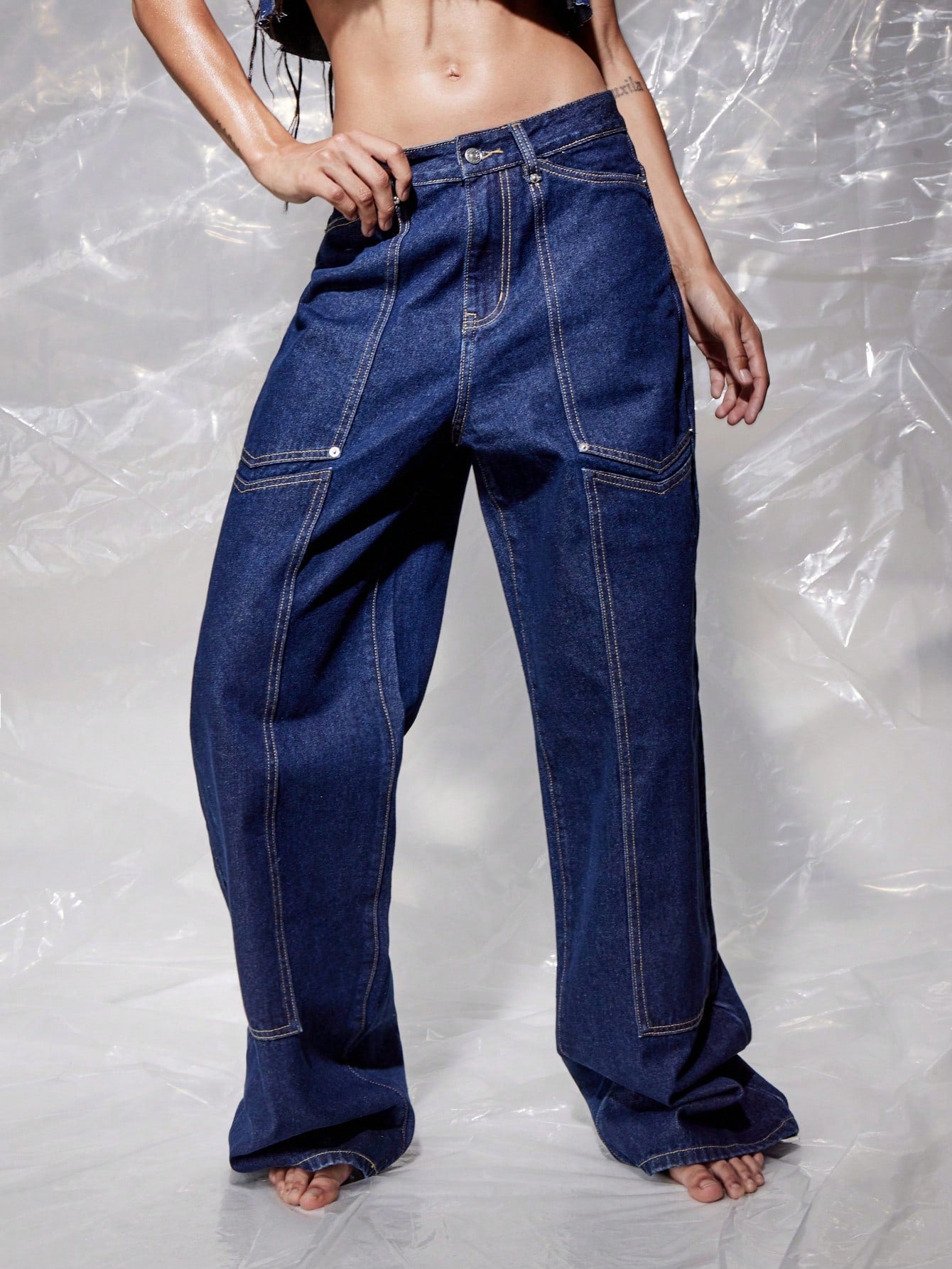 SUMWON WOMEN Wide Leg Carpenter Jean