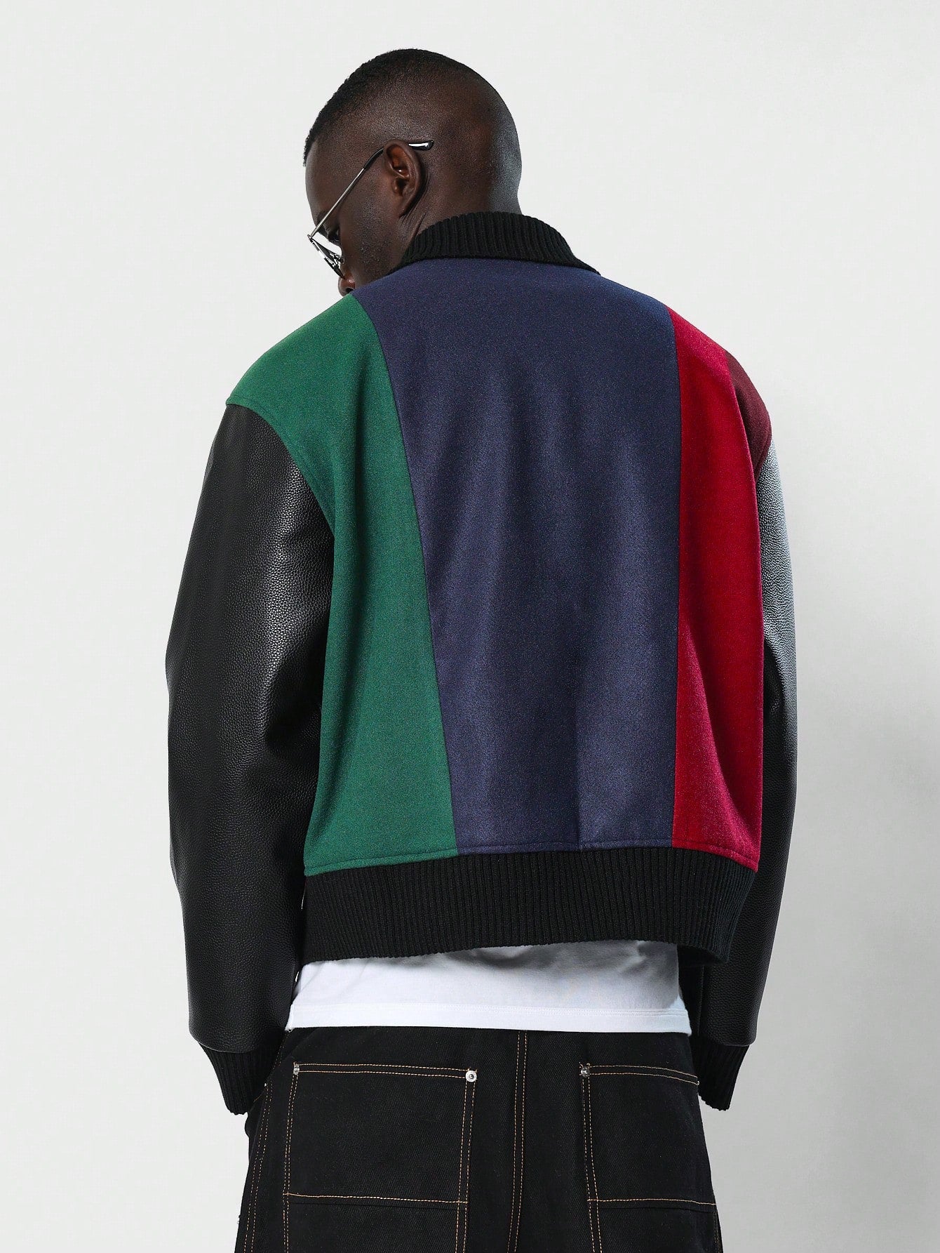 PU Sleeve Multi-Colour Varsity Jackets With Embroidered Patch & Label