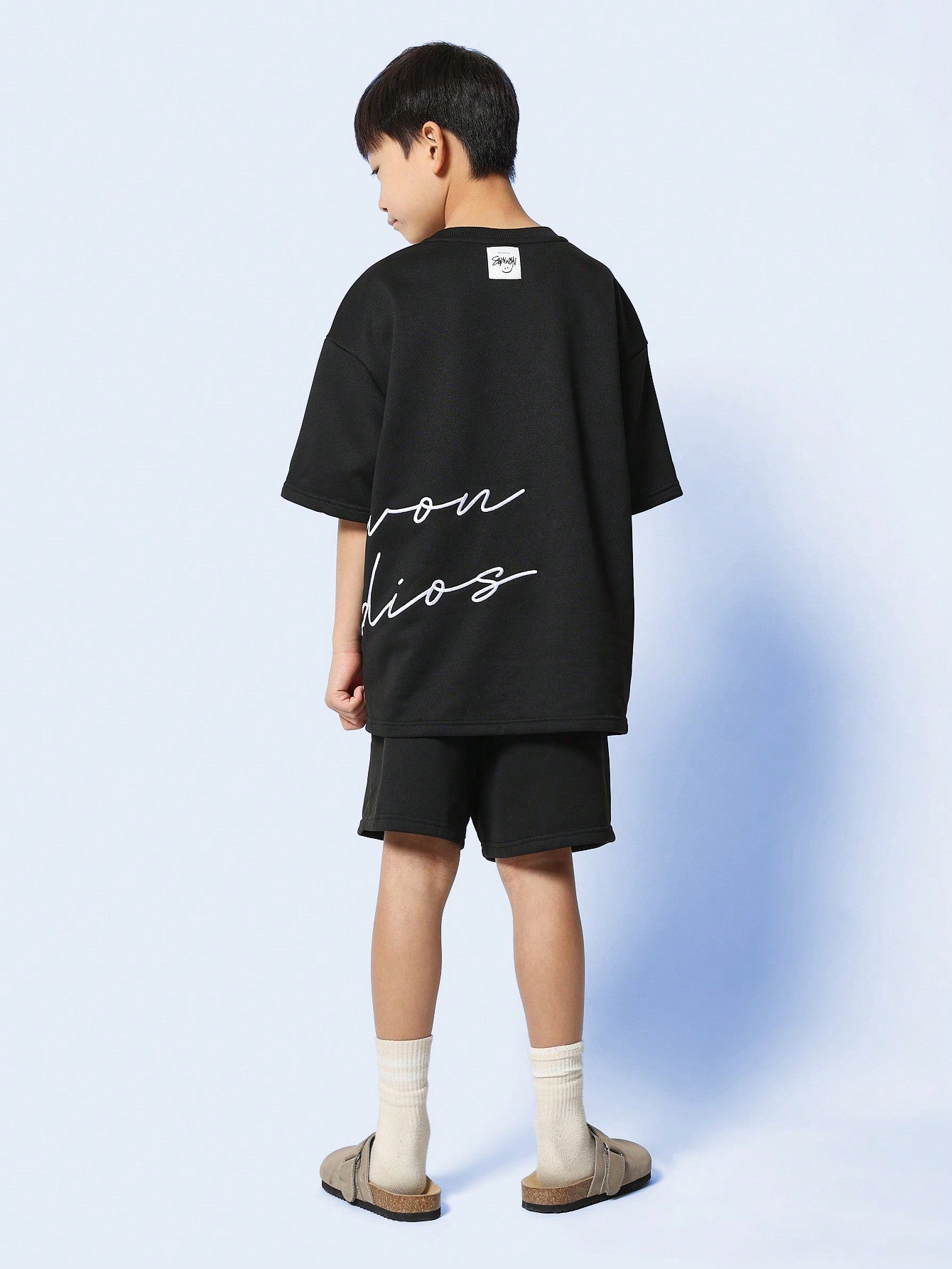 Tween Boys Oversized Fit Tee And Short With EMbroidery 2 Piece Set