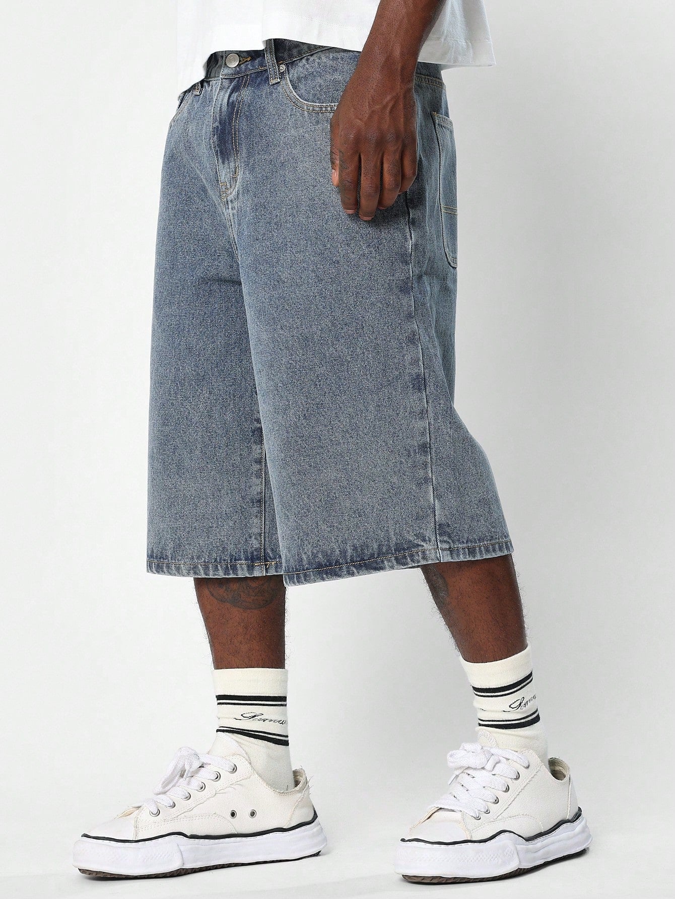 Washed Denim Jort