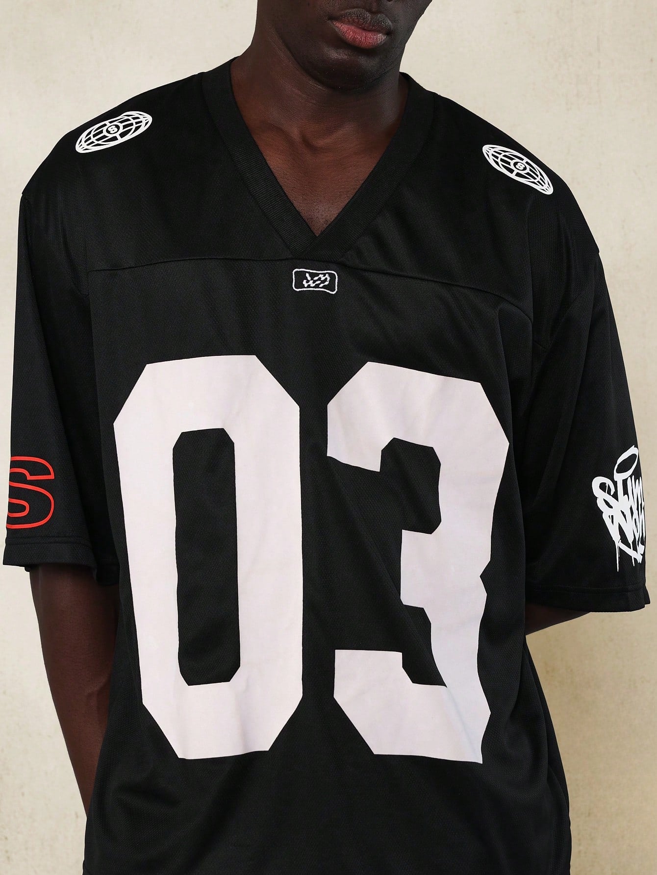 Sporty Motocross Elbow Sleeve Hockey Tee With Number & Graphic Print