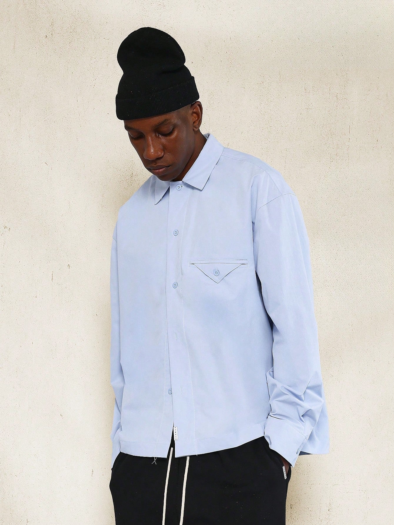 Regular Fit Revere Shirt With Pocket Detail