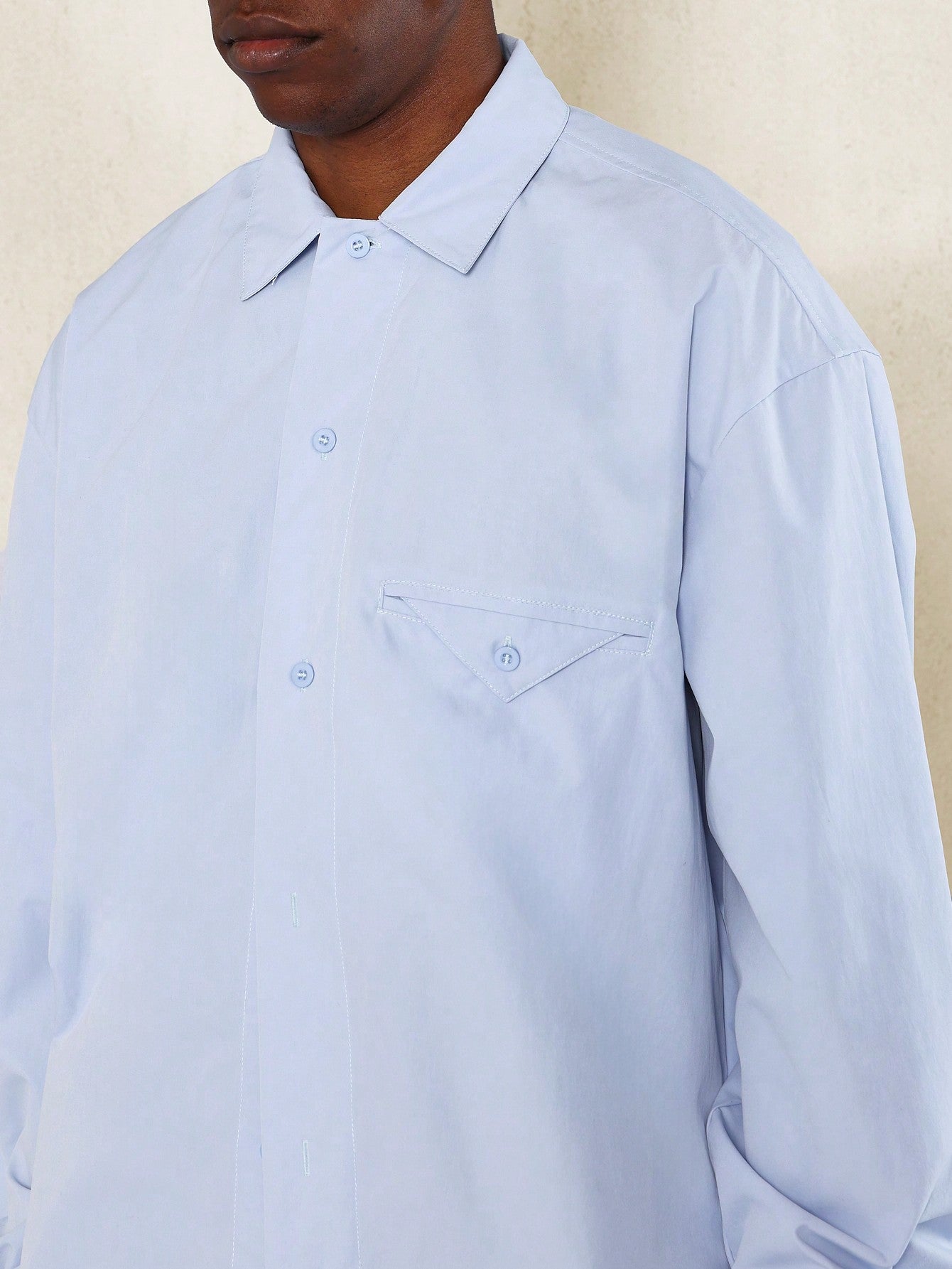 Regular Fit Revere Shirt With Pocket Detail