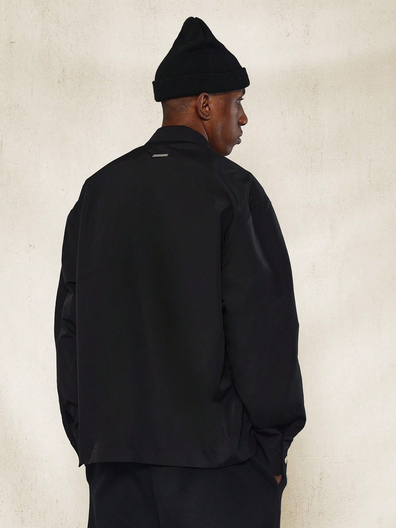 Regular Fit Nylon Utility Jacket With Snap Detail