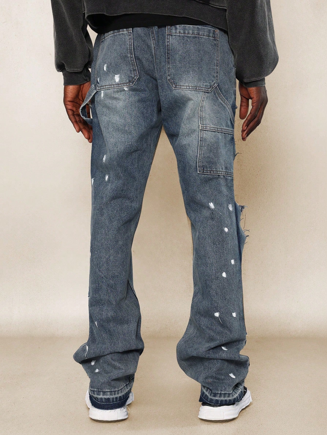 Slim Fit Raw Edge Jean With Splatter Paint