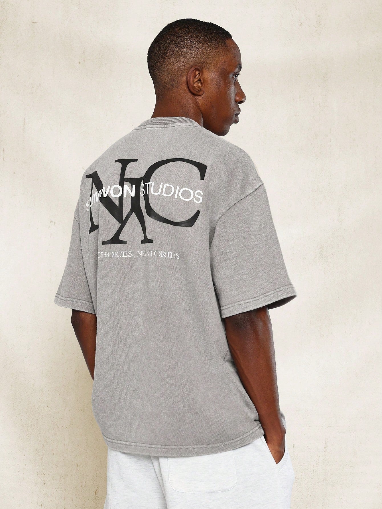 Regular Fit Short Sleeve Washed Tee With NYC Graphic Print