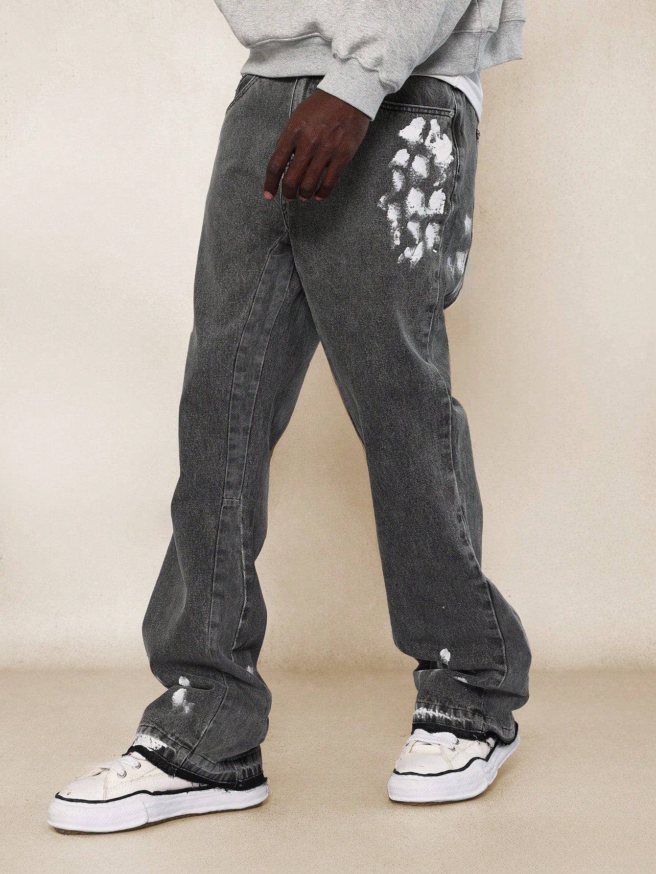 Flare Fit Washed Jean With Splatter Paint