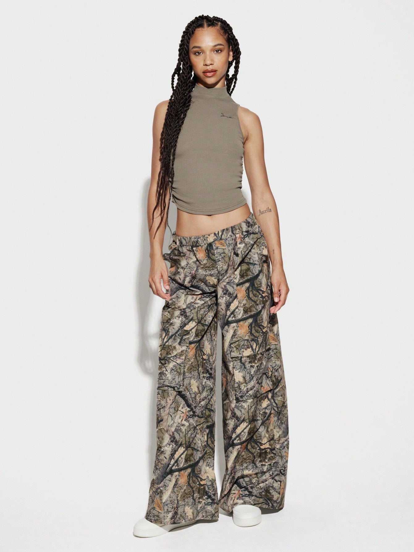 SUMWON WOMEN All Over Printed Nylon Cargo Pants