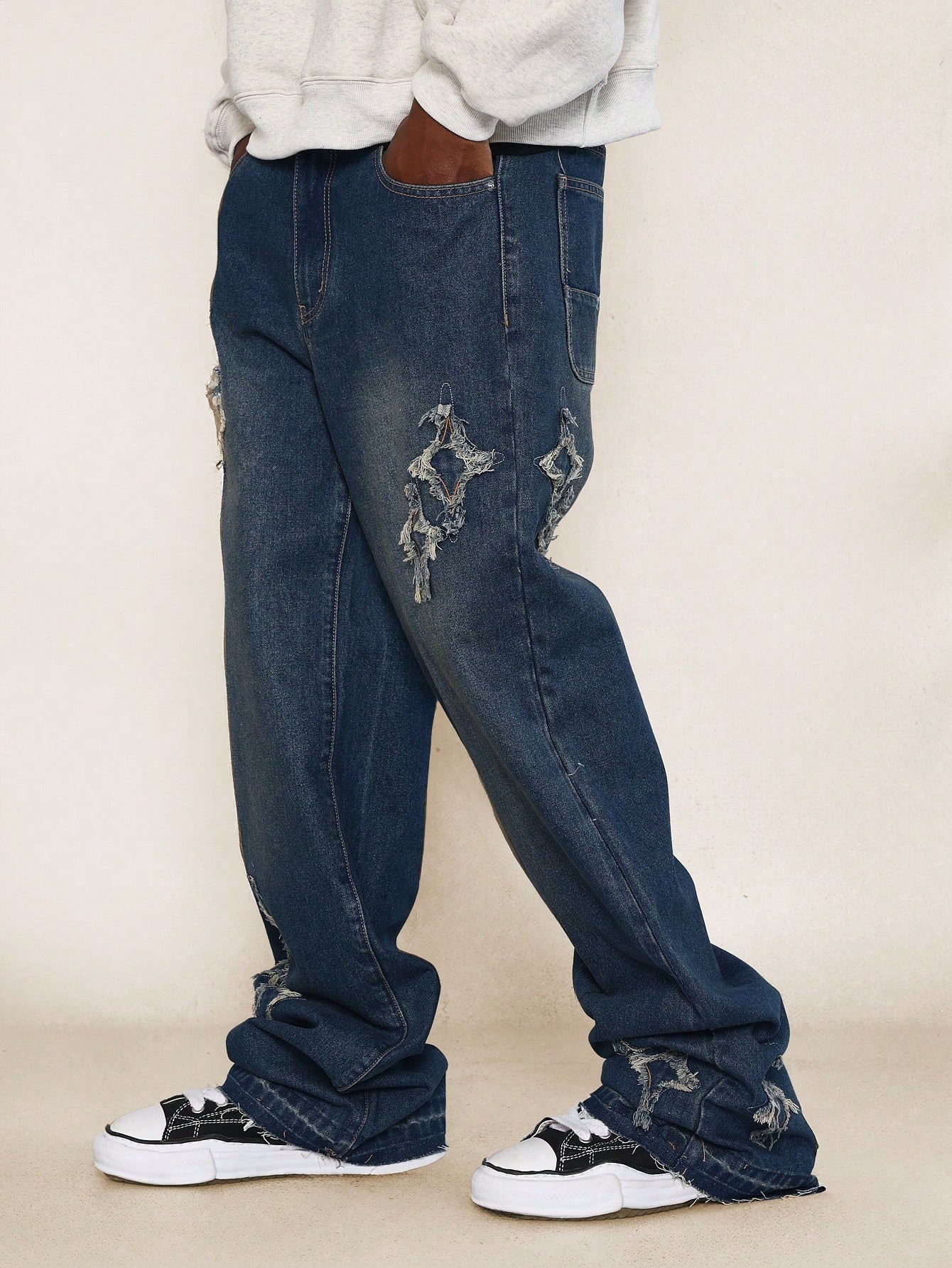 Straight Fit Jean With Star Applique All Over