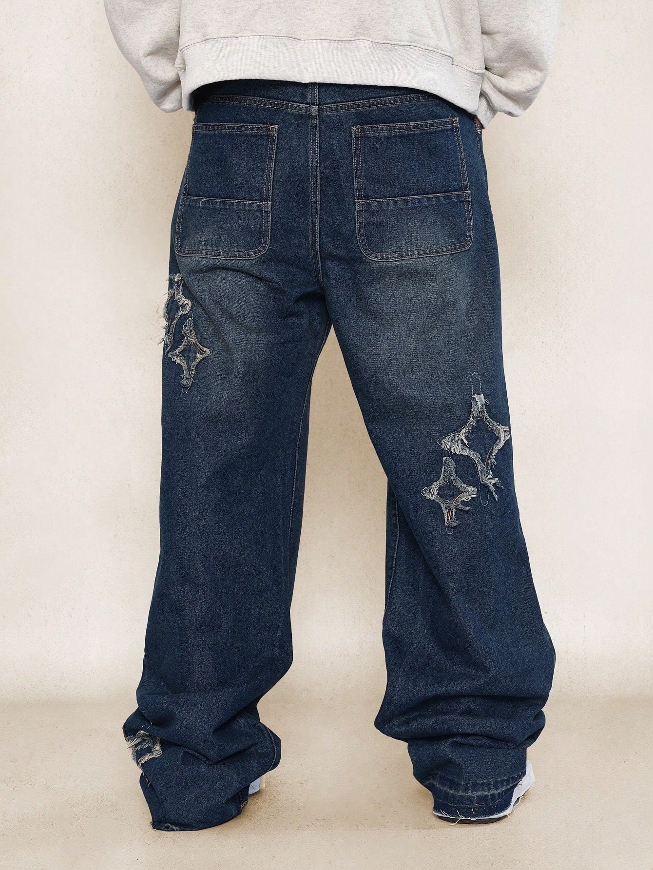 Straight Fit Jean With Star Applique All Over