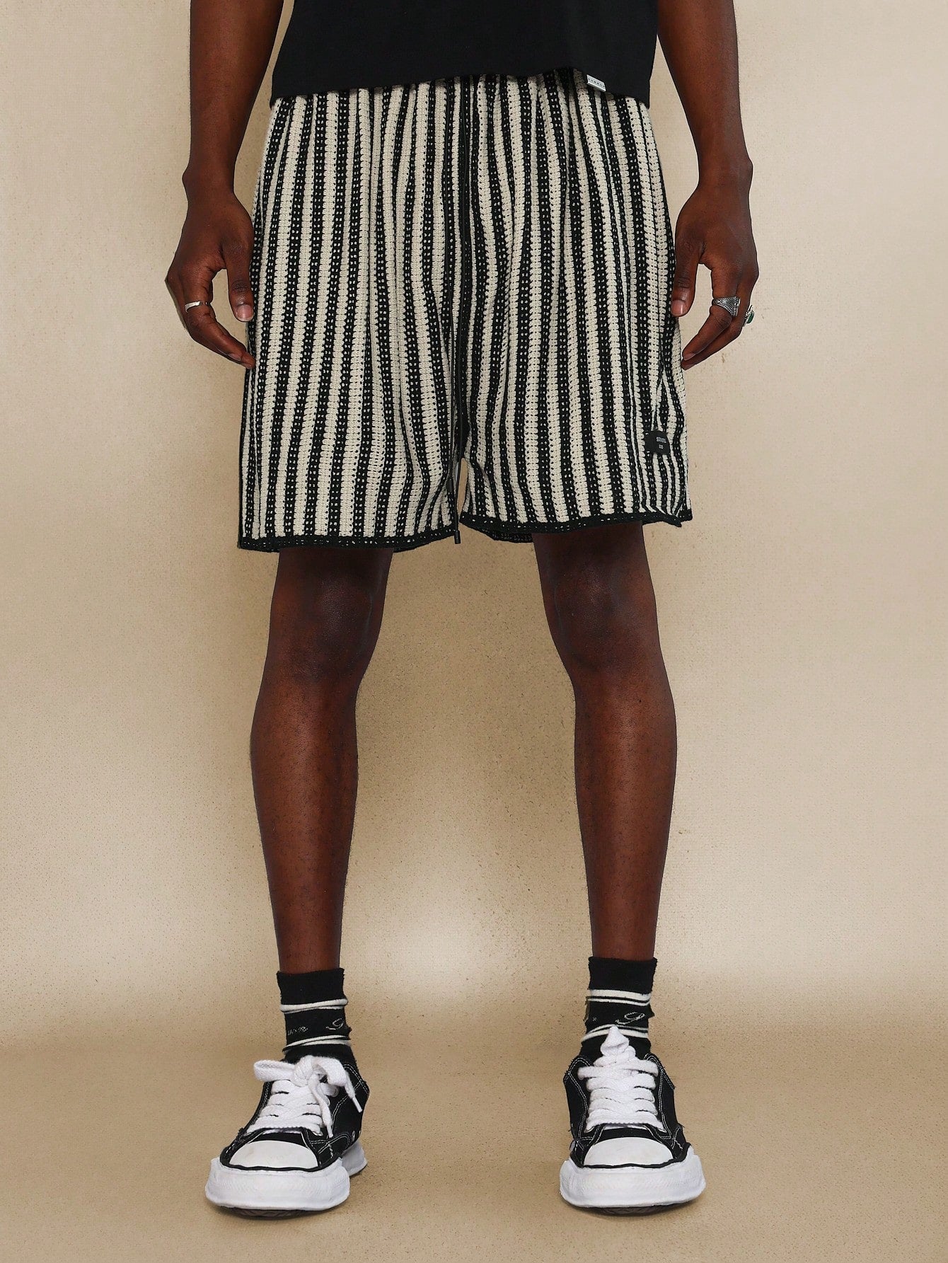 Drop Crotch Stripe Knit Short