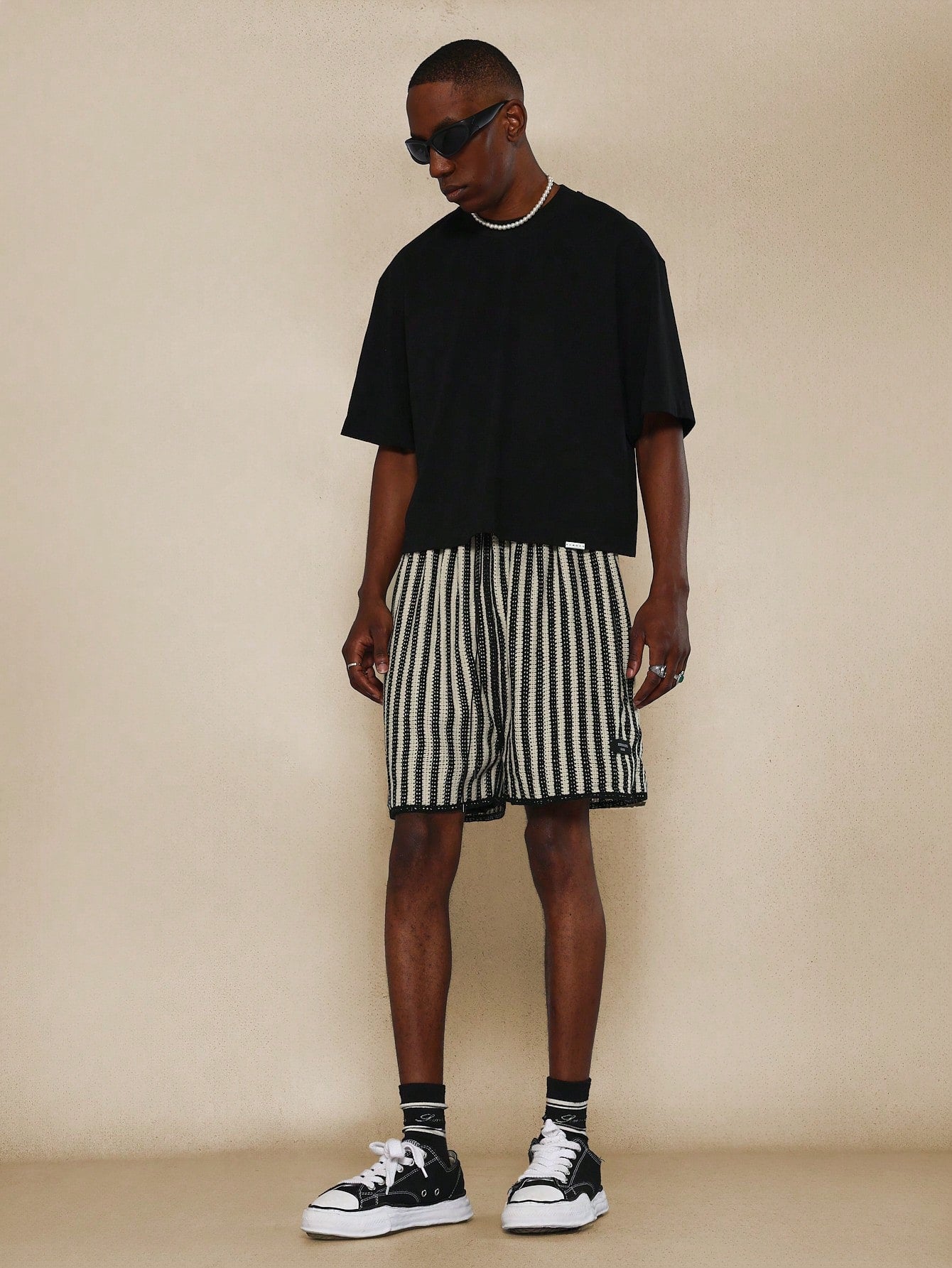 Drop Crotch Stripe Knit Short