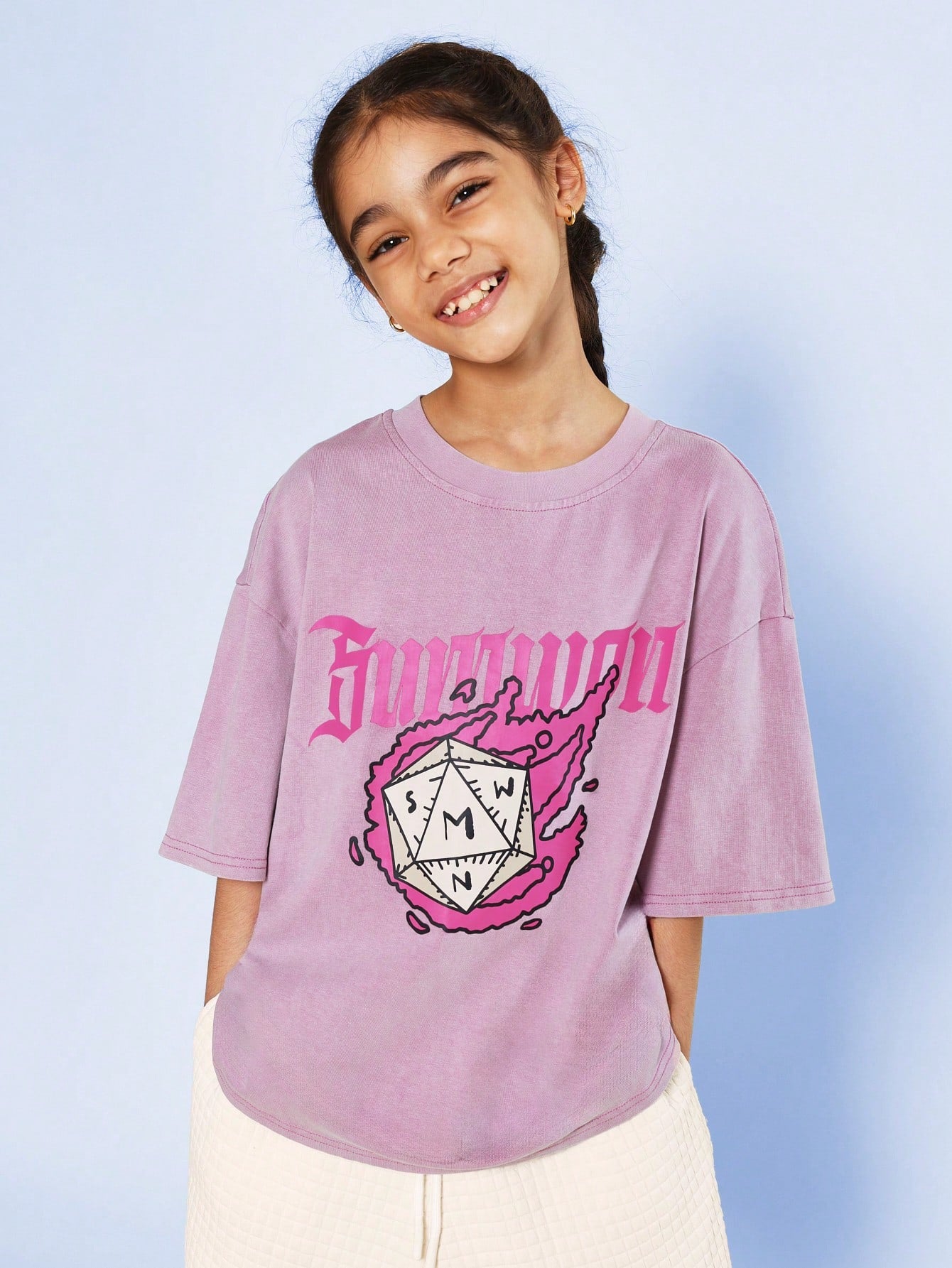 Tween Girls Oversized Fit Drop Shoulder Washed Tee