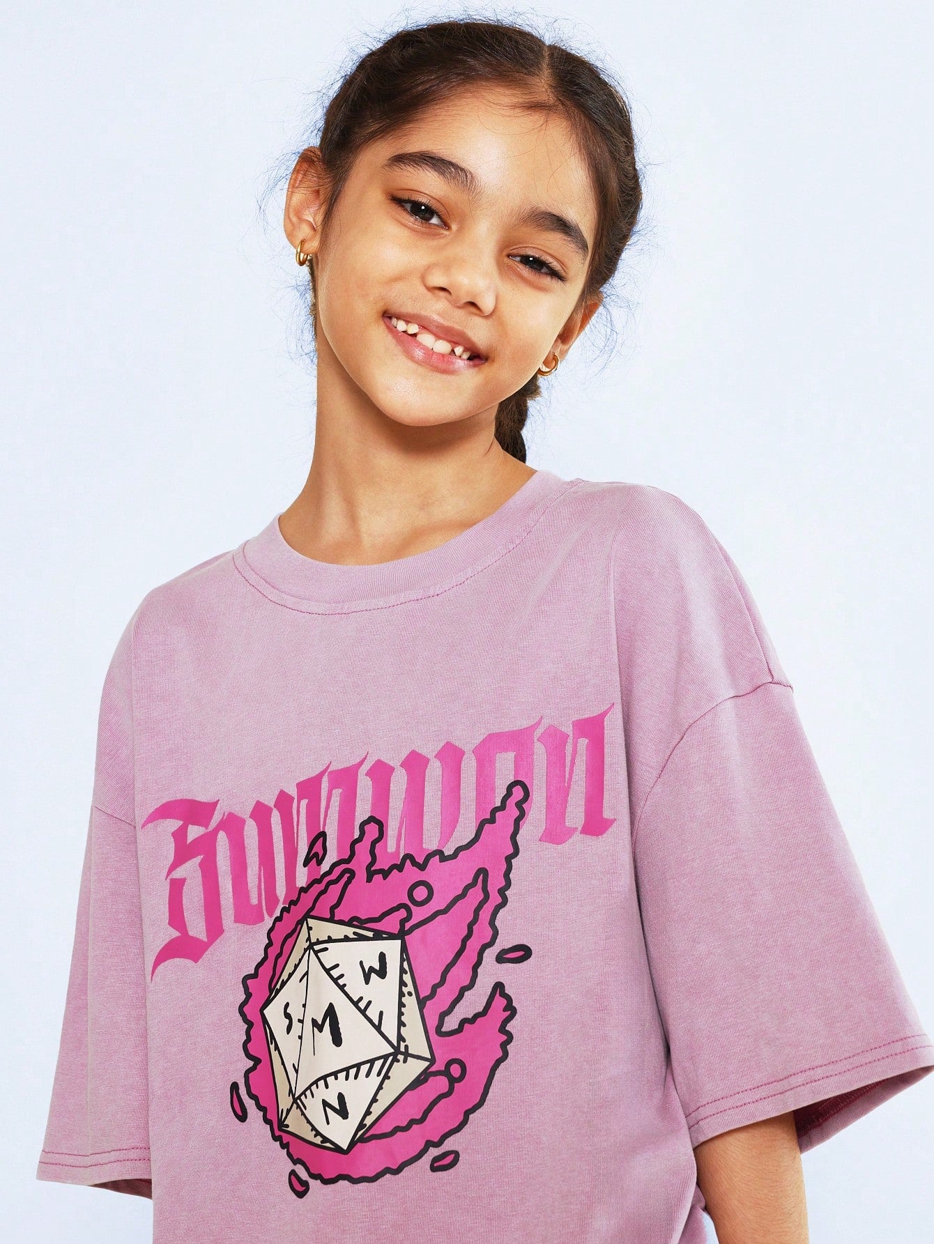 Tween Girls Oversized Fit Drop Shoulder Washed Tee