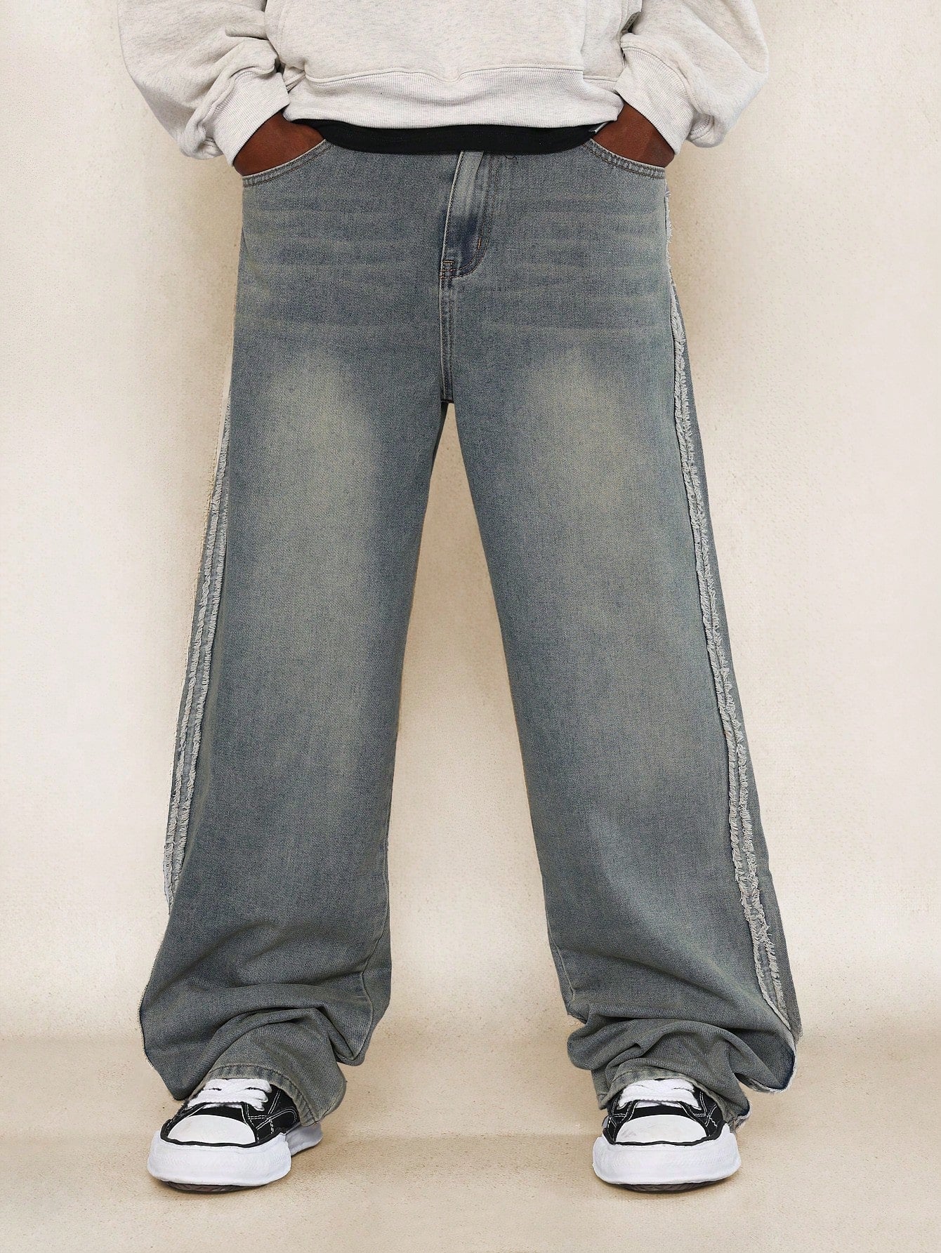 Loose Fit Exposed Seam Denim Jean