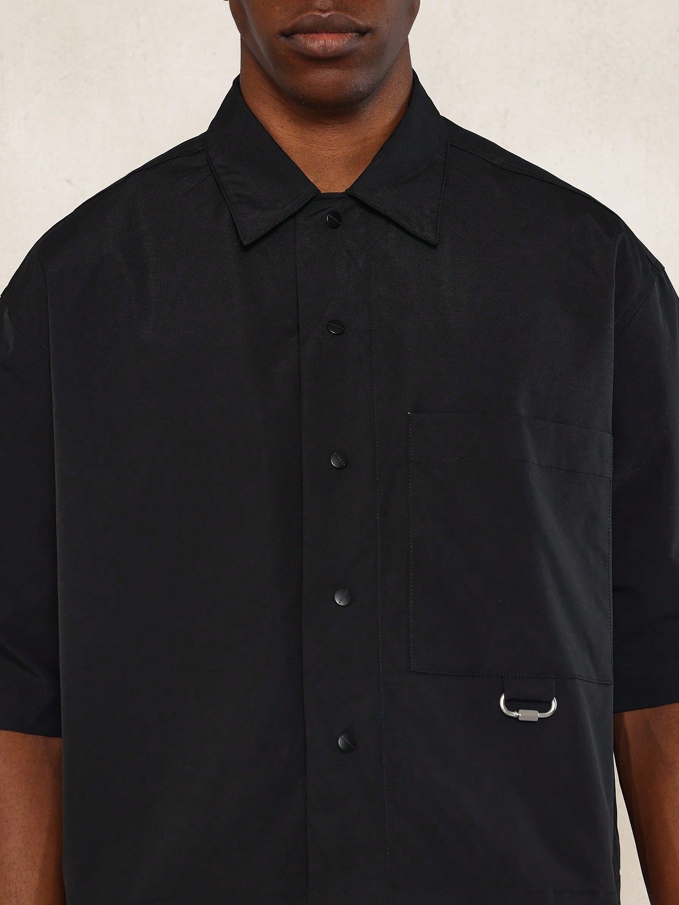 Crop Nylon Revere Shirt With Back Limited Edition Graphic Print