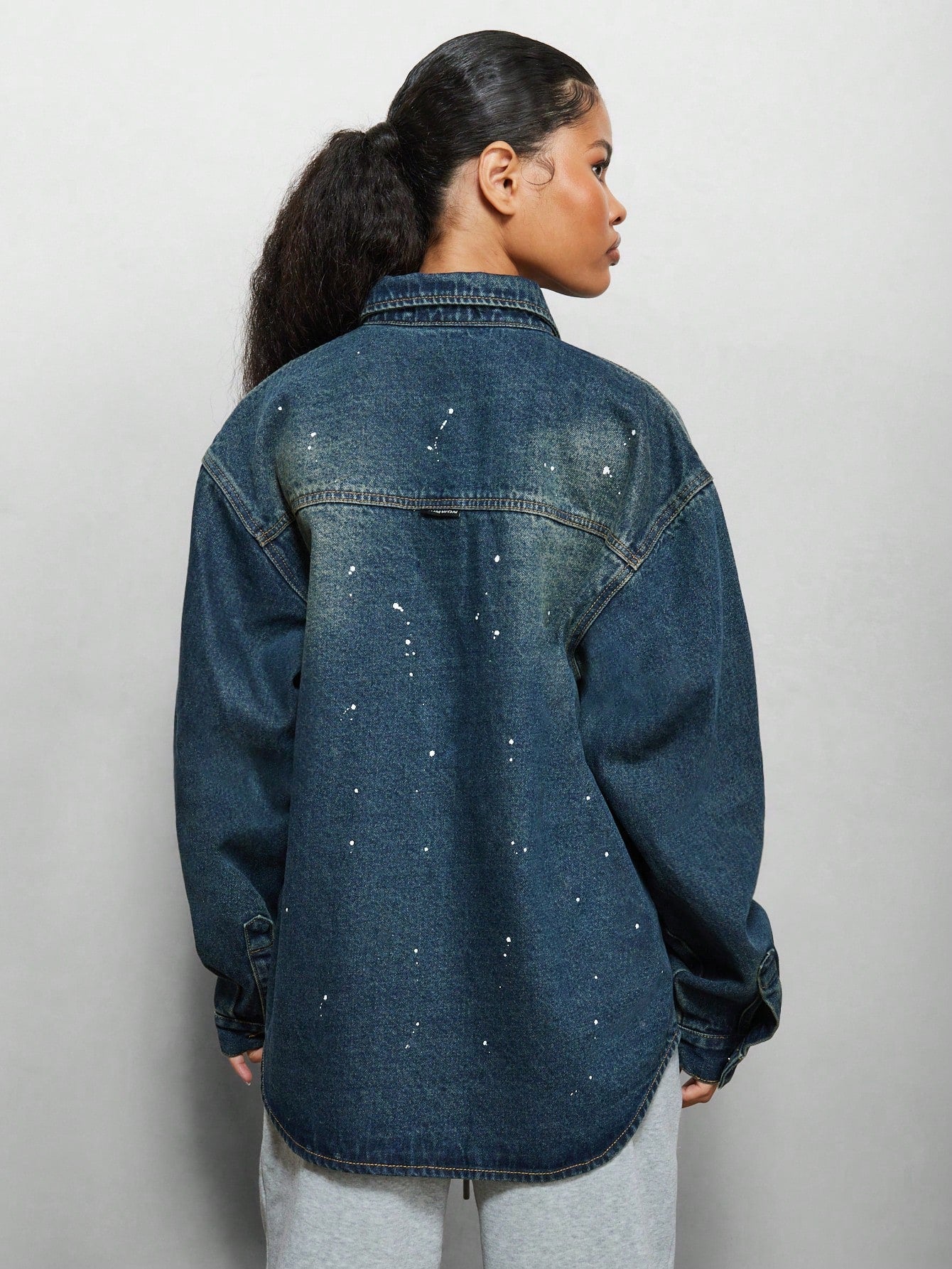 SUMWON WOMEN Western Denim Shirt With Splatter Paint