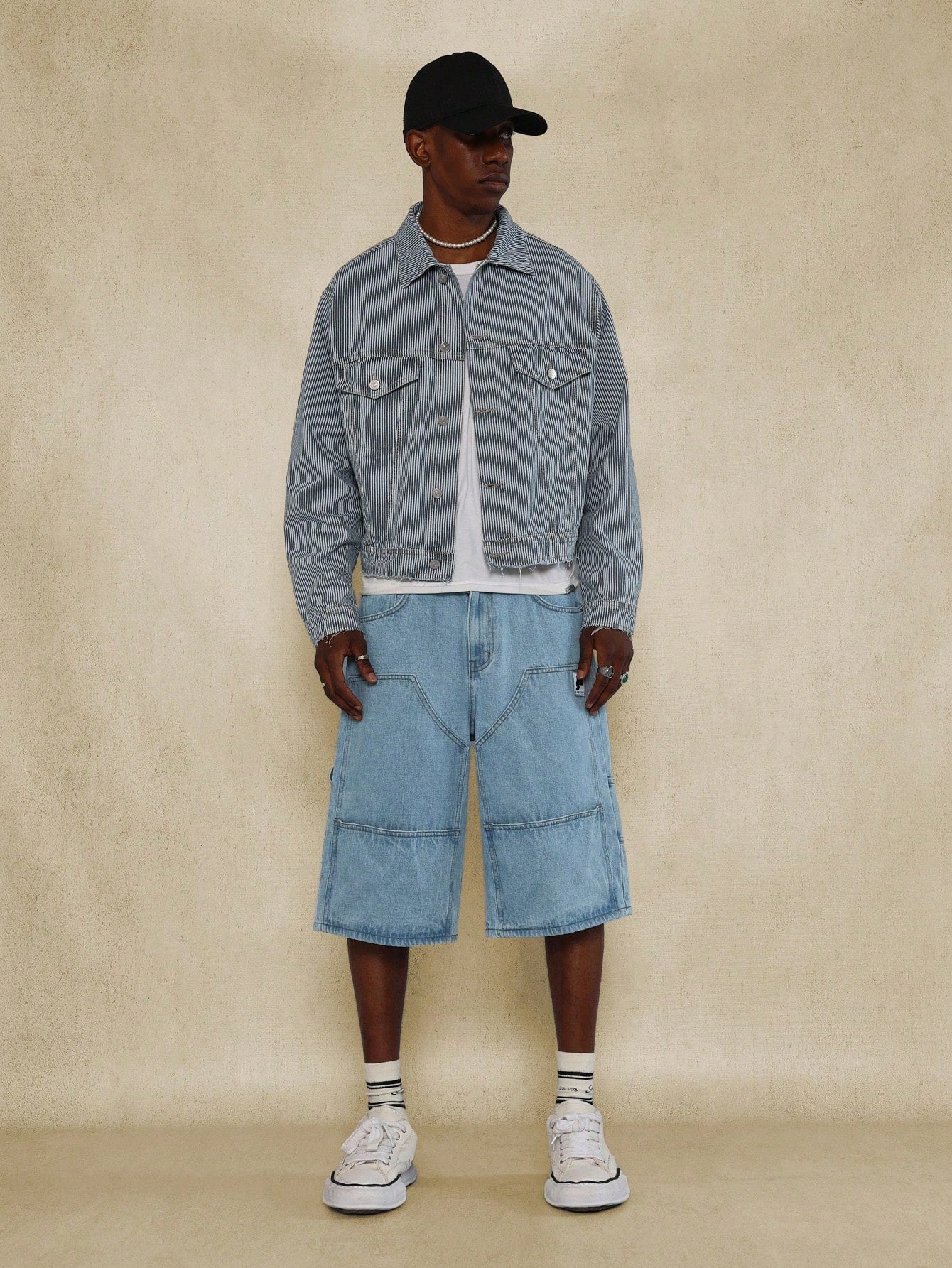 Washed Denim Carpenter Jort