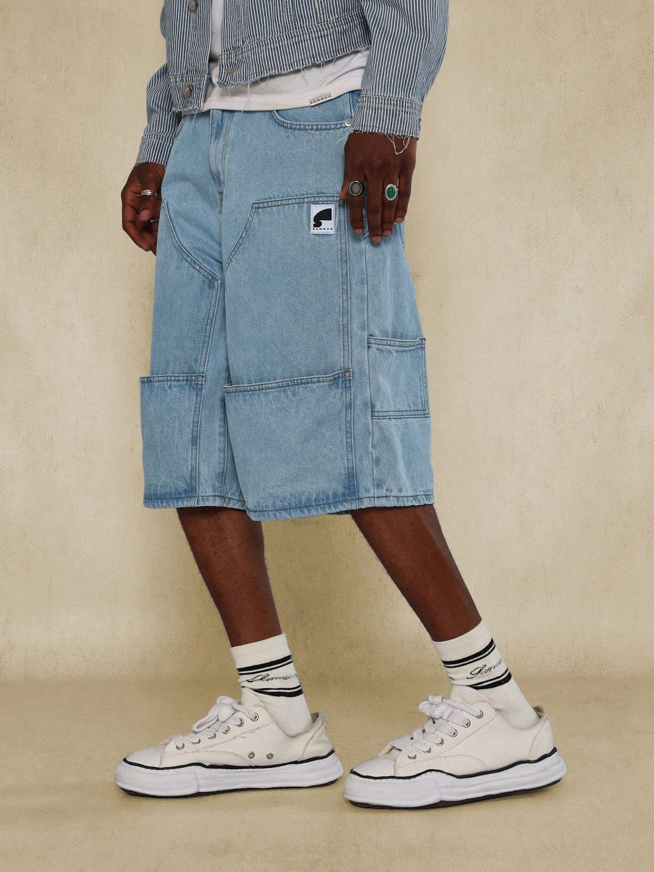 Washed Denim Carpenter Jort