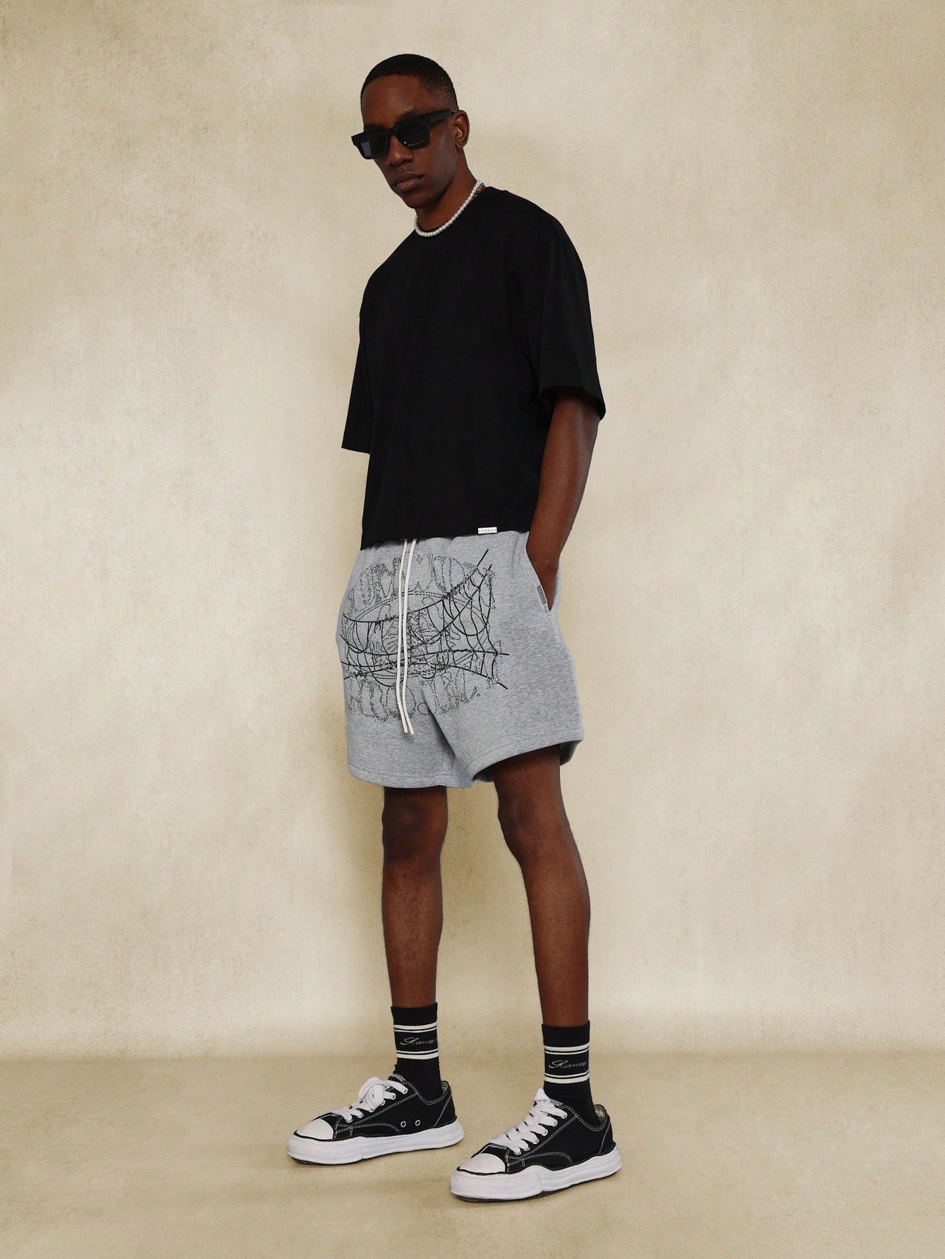 Drop Crotch Short With Front Print