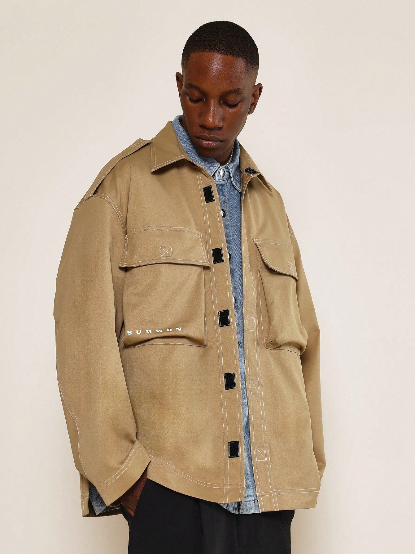 Oversized Utility Jacket With Shoulder Tab Detail