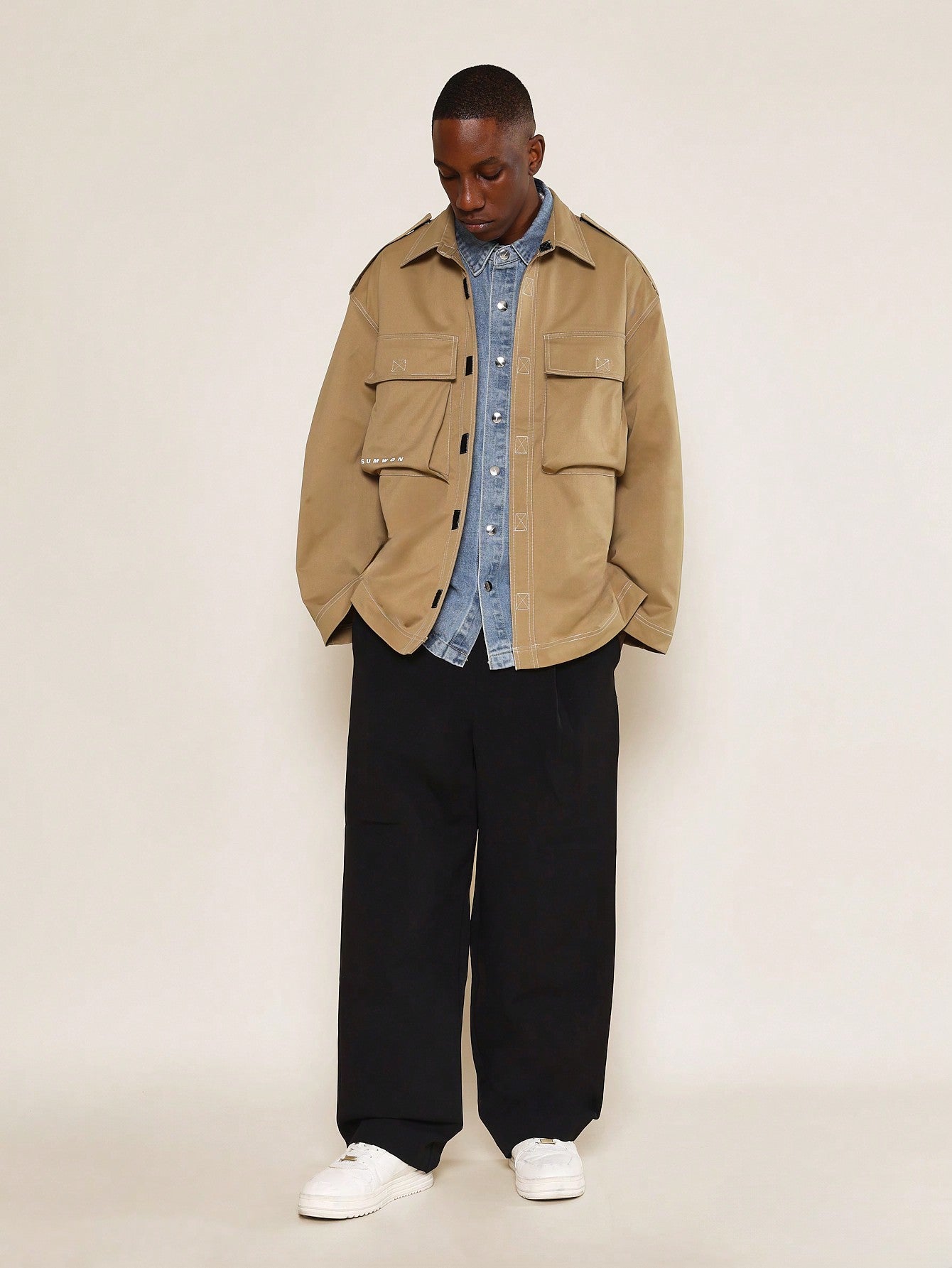 Oversized Utility Jacket With Shoulder Tab Detail