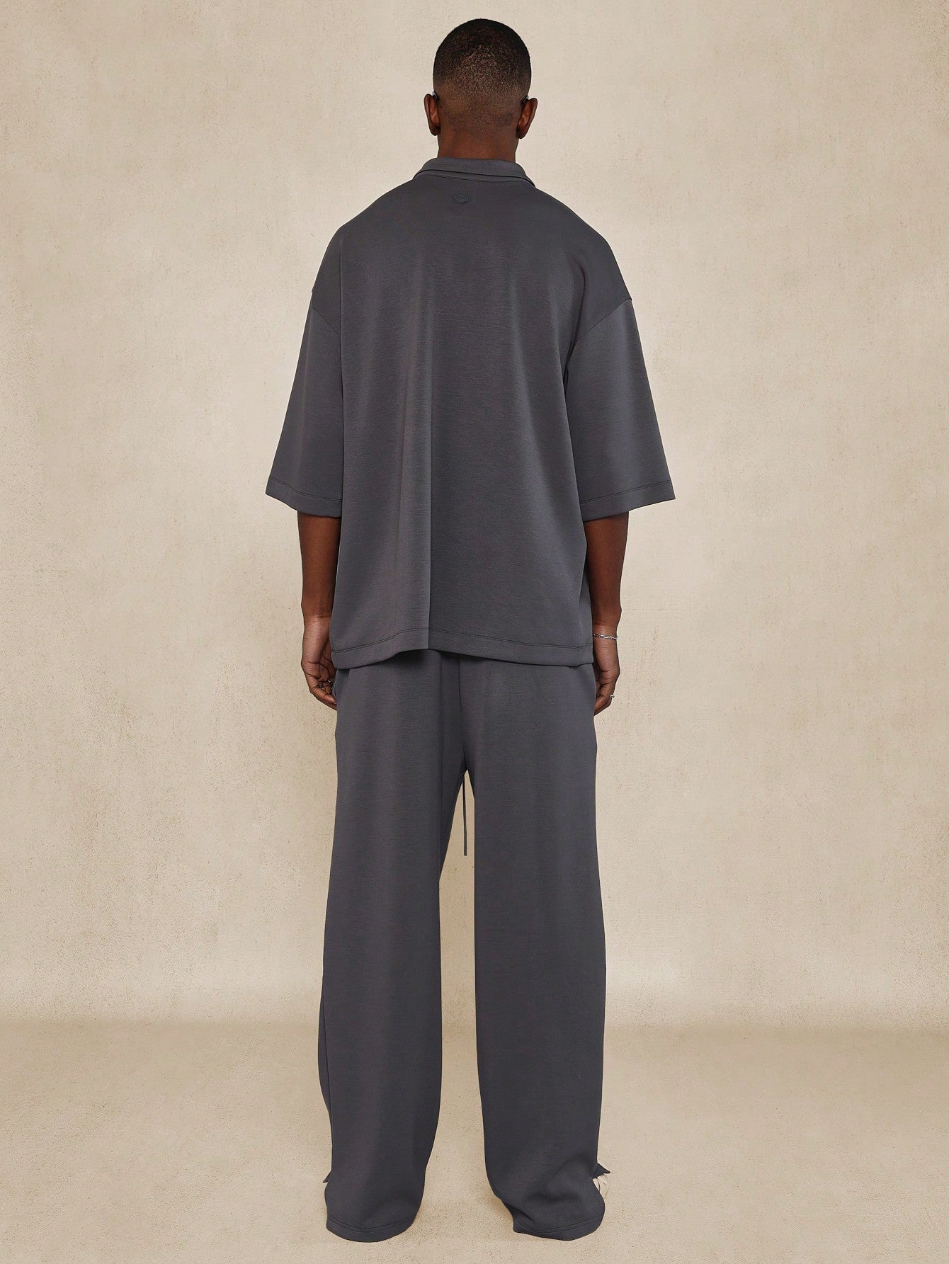 Oversized Fit Polo Shirt And Loose Fit Trouser With Pintucks Detail 2 Piece Set