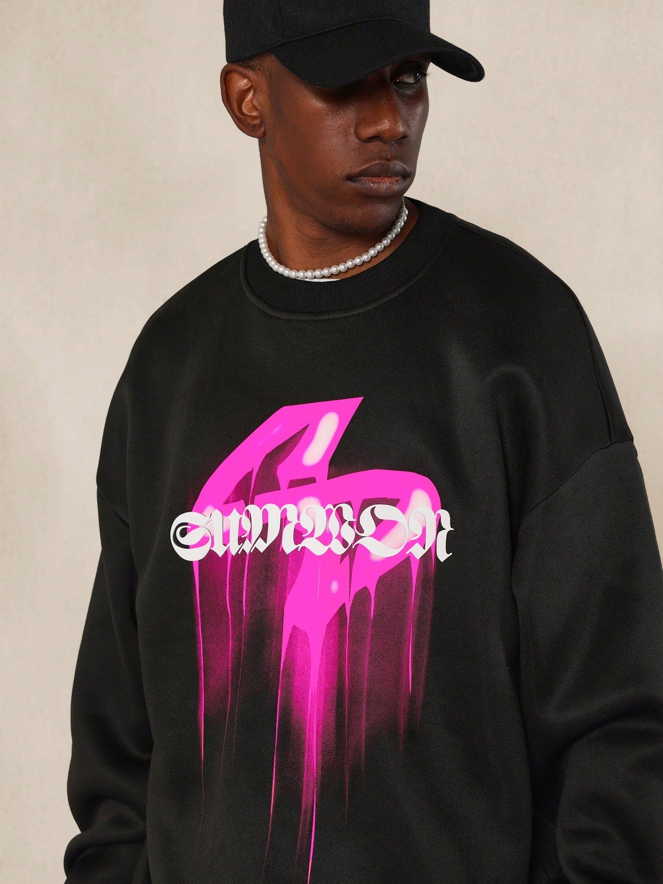 Regular Fit Crew Neck Sweatshirt With Drip Graphic Print