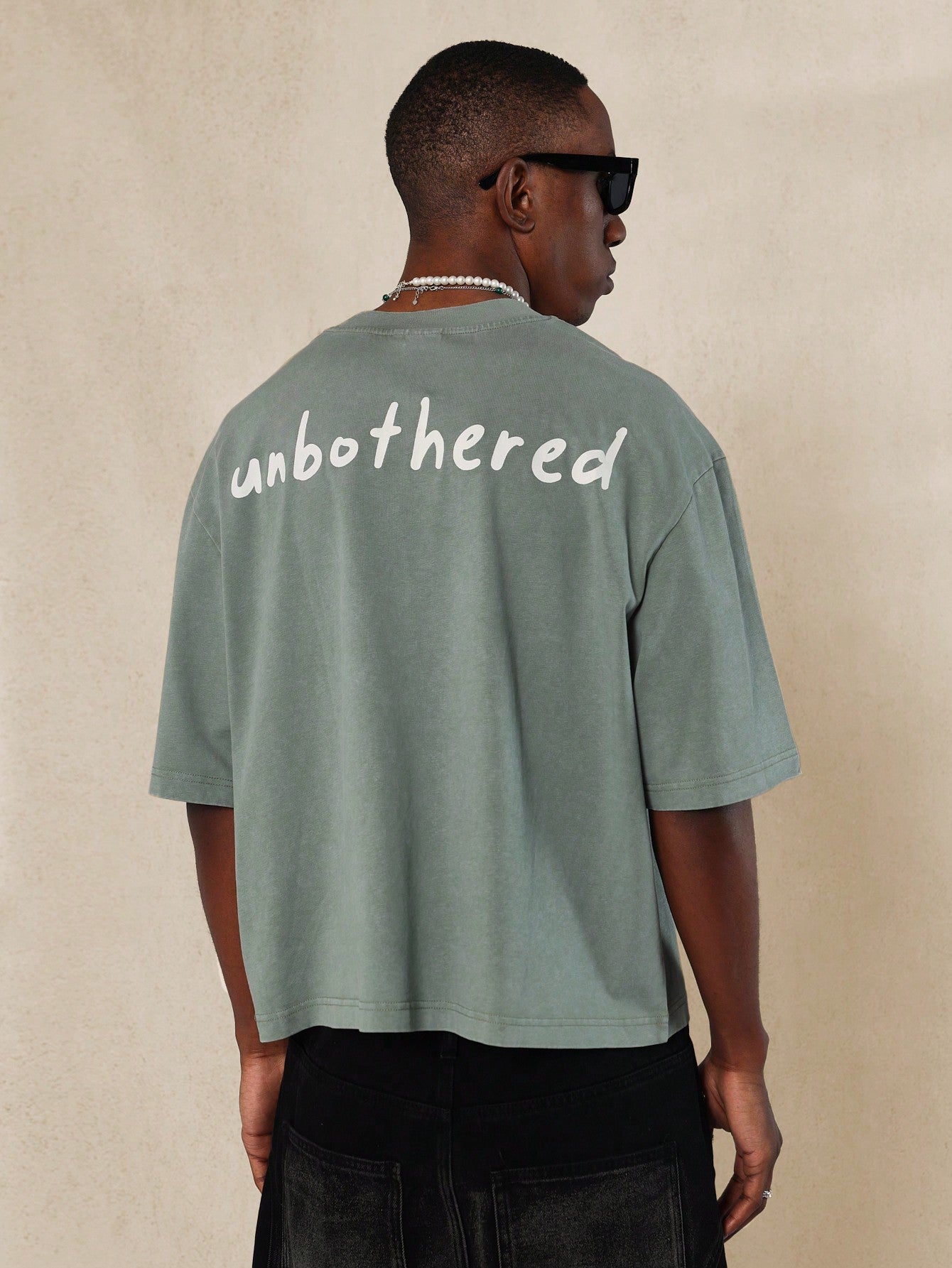 Washed Crop Fit Tee With Unbothered Graphic Print