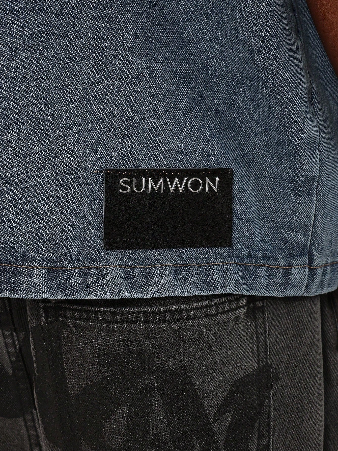 Zip Through Denim Shirt With Back Branded Label