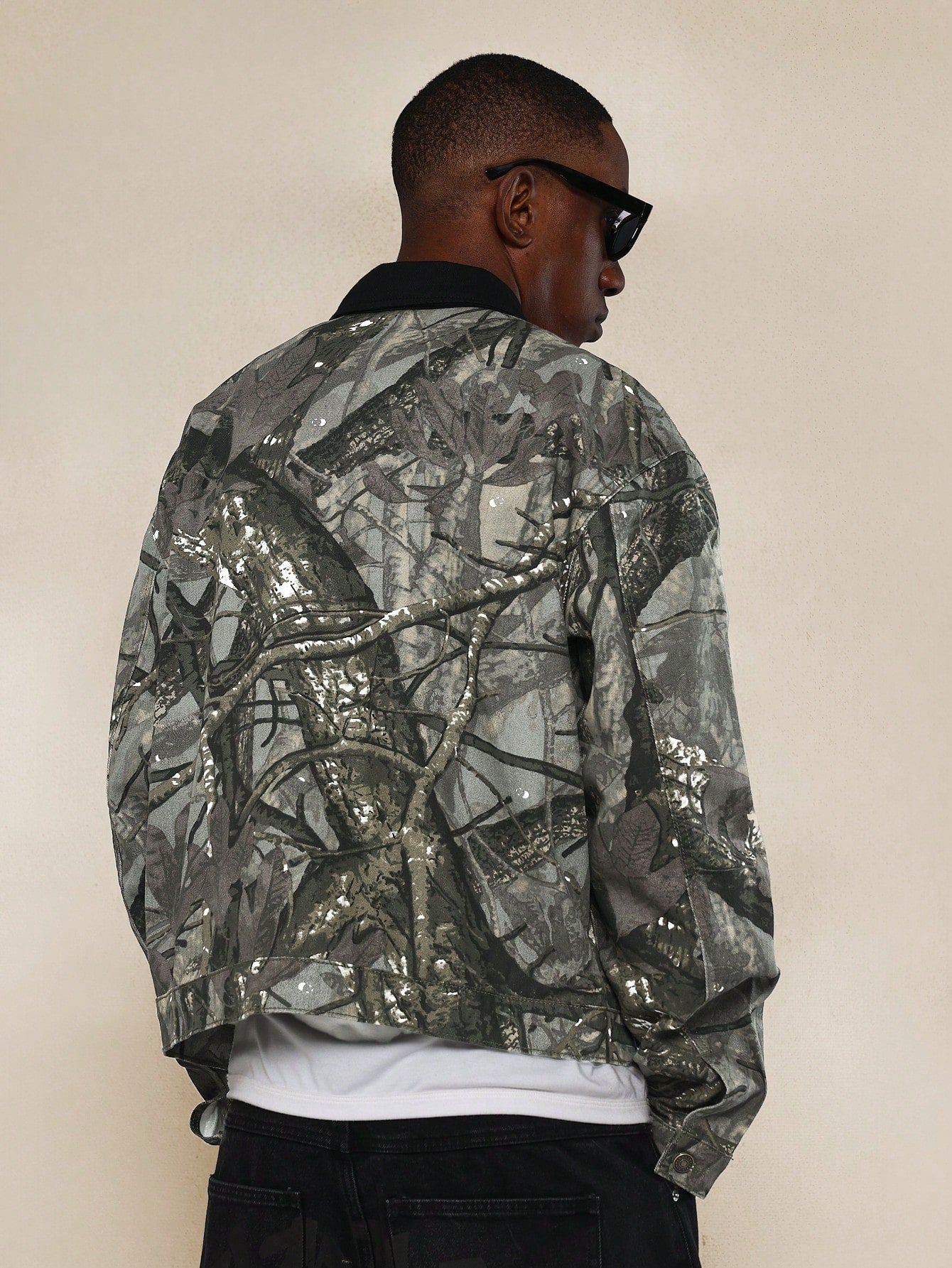 Regular Fit All Over Printed Twill Zip Through Jacket