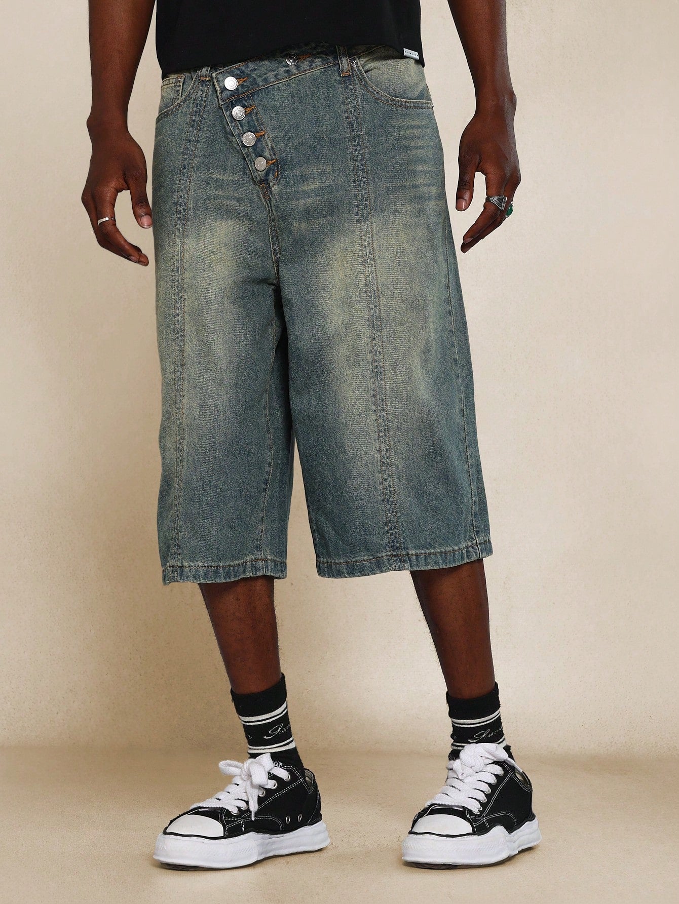 Denim Crisscross Waist Jort