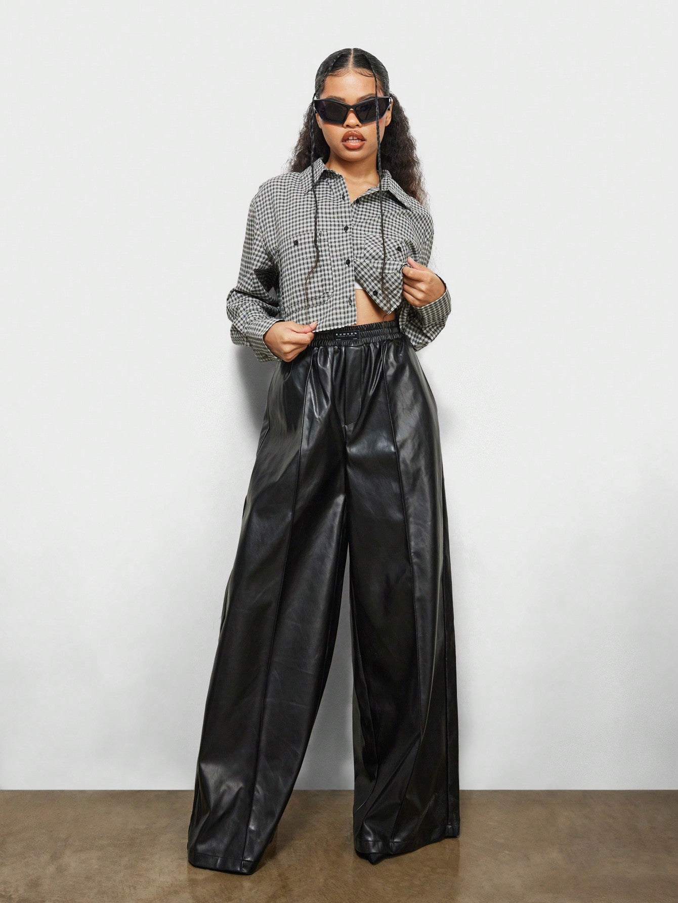 SUMWON WOMEN Pull On Wide Leg PU Pants