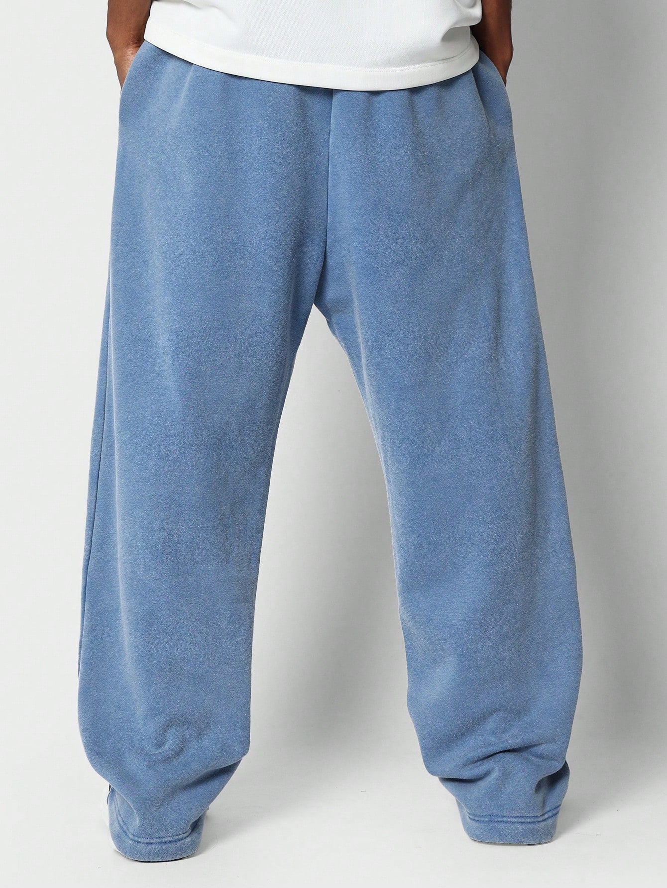 Washed Drop Crotch Sweatpants With Knee Letter Graphic Print