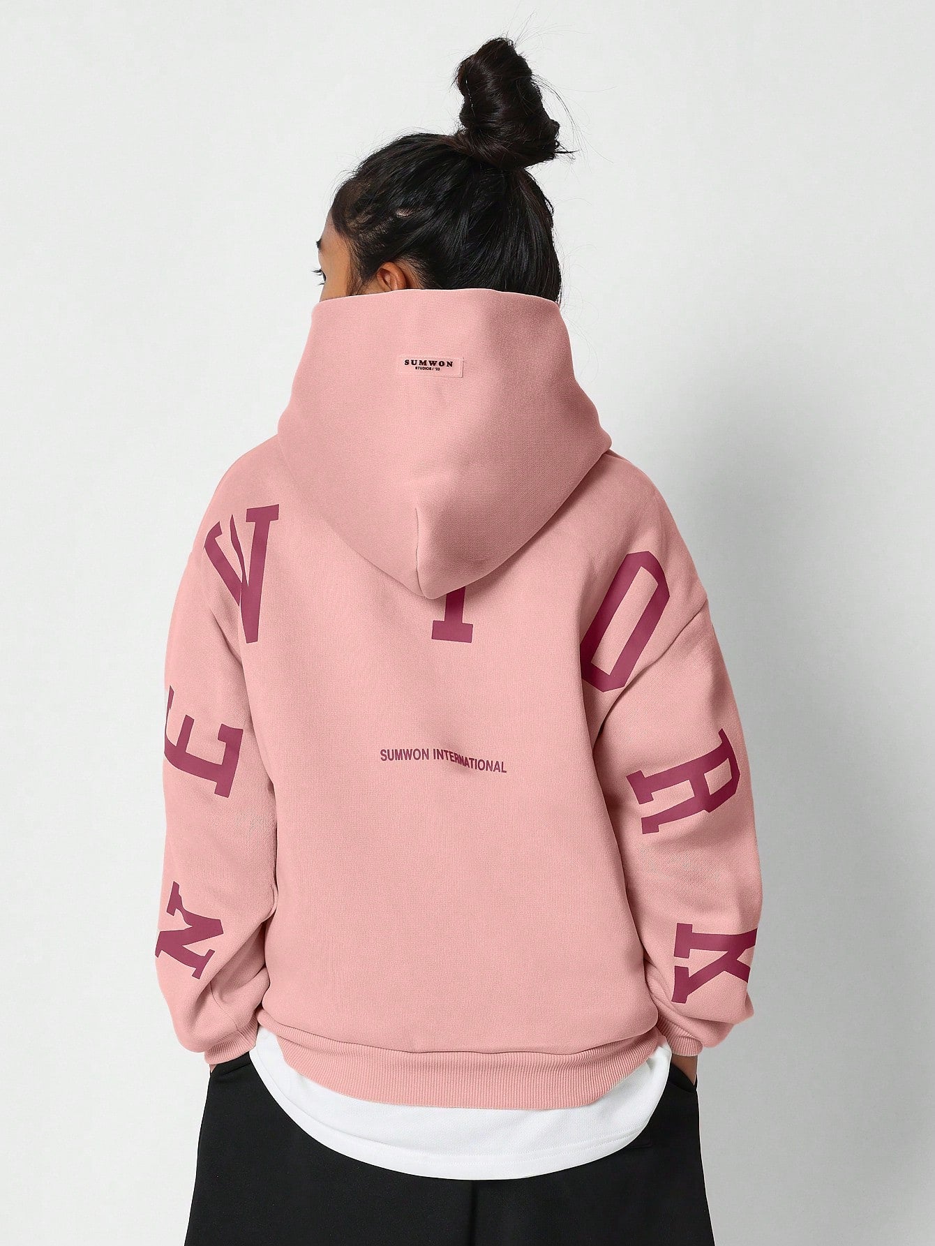 Tween Girls Overhead Hoodie With Immense New York Graphic Print