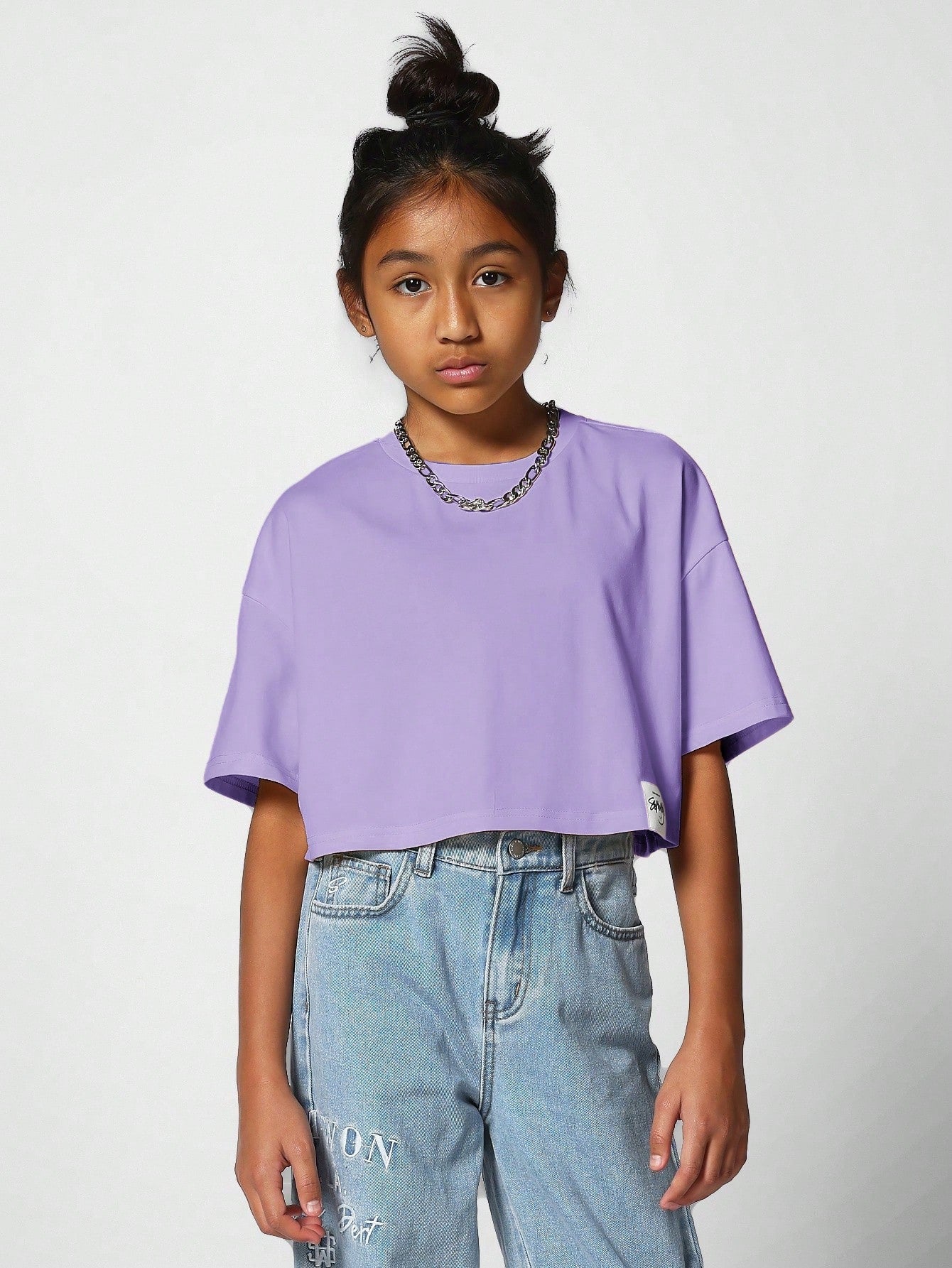 Tween Girl Crop Fit Tee With Back NYC Graphic Print